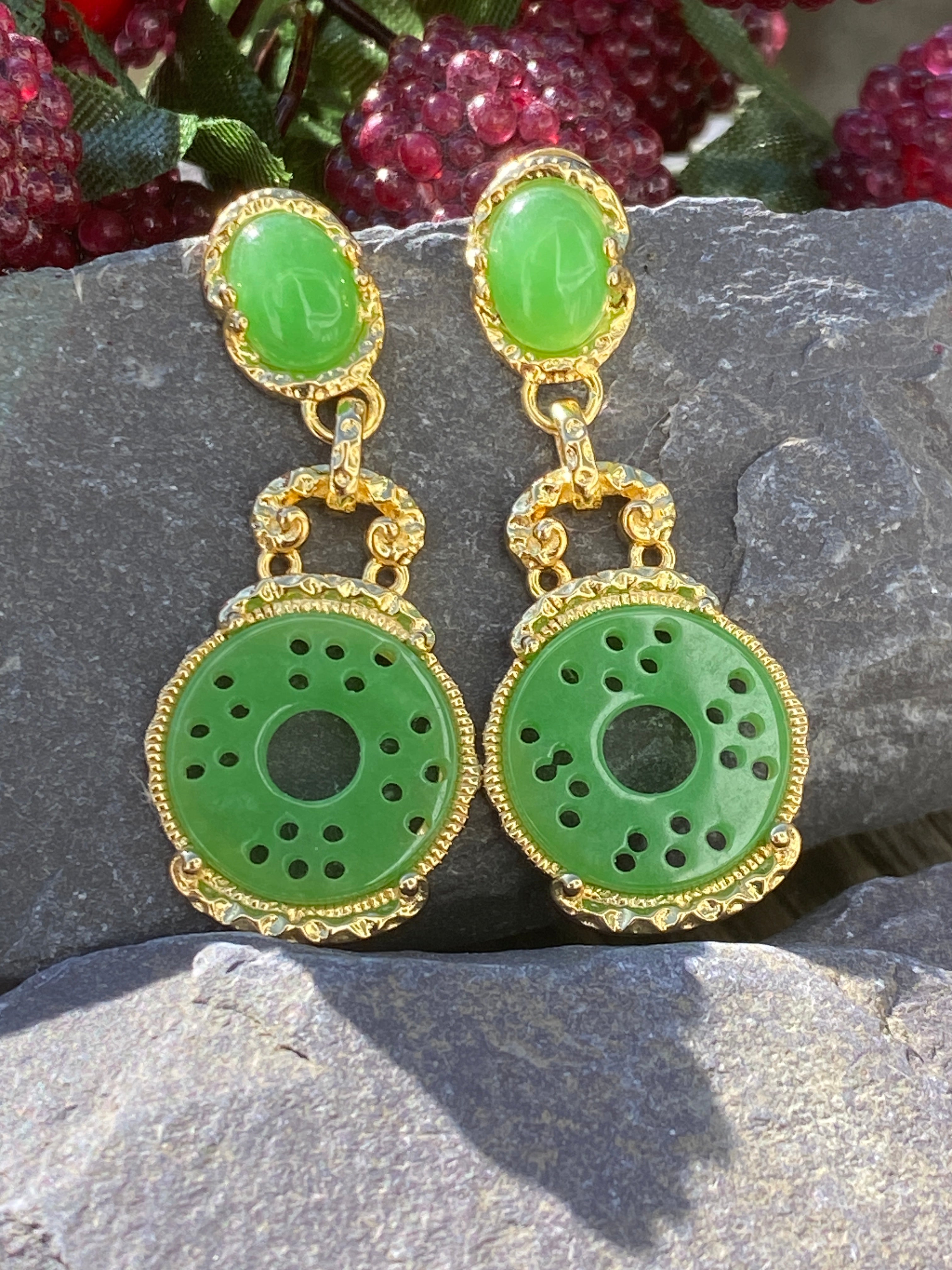 Vermeil Jade Drop Earrings.