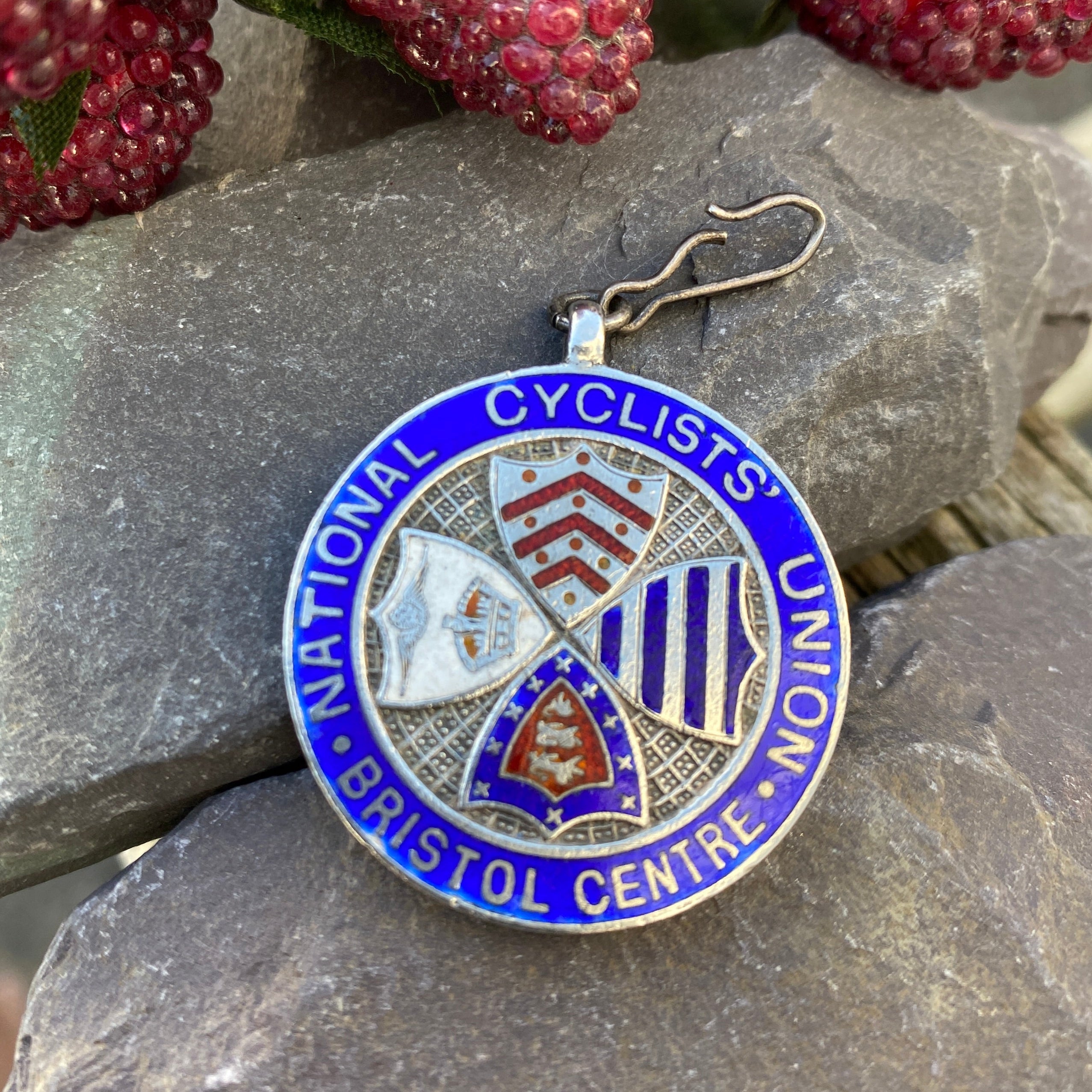Antique Silver & Enamel Fob/Medal Bristol Cycling.