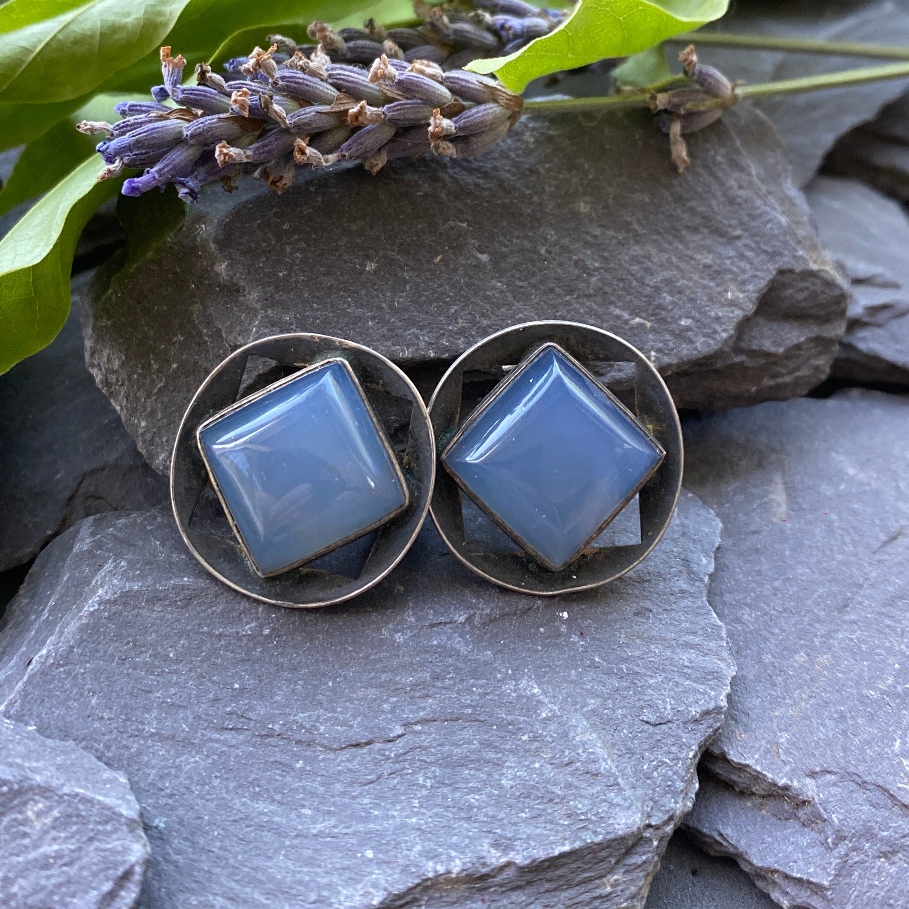 Vintage Modernist Clip Earrings In Silver Made In Johannesburg.