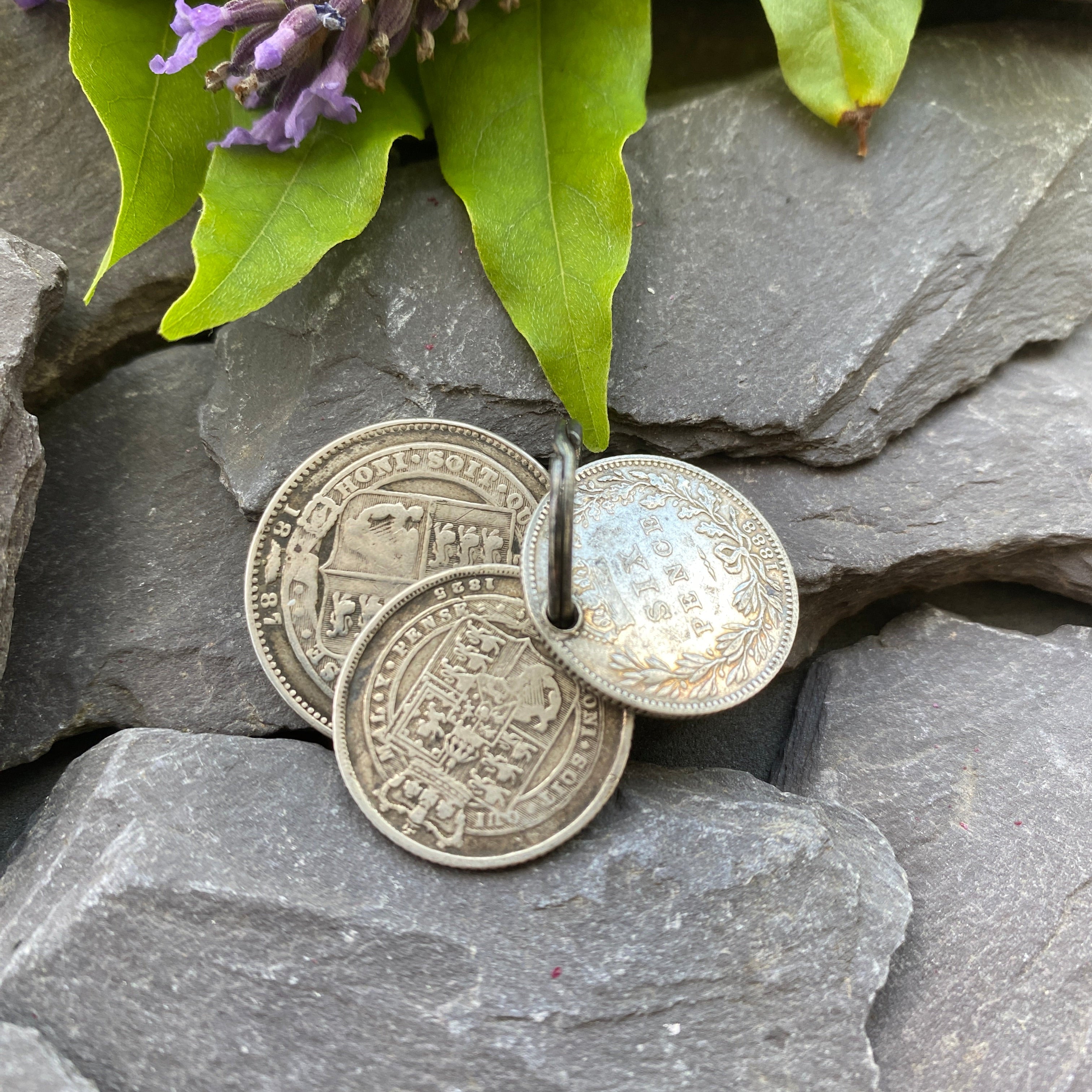 Antique Coin Charm Pendant With Real Georgian & Victorian Coins.