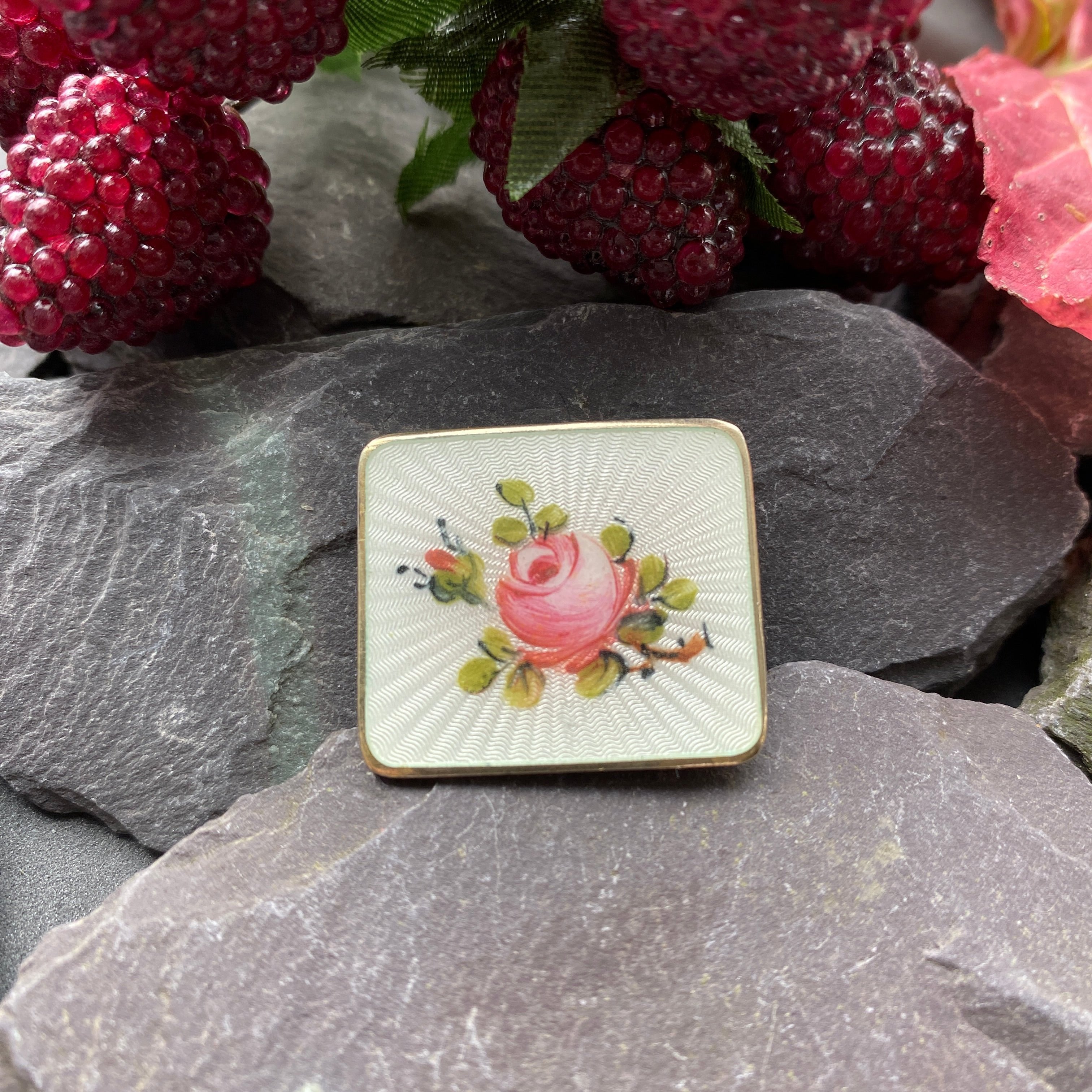 Vintage Ivar T Holth Vermeil & Enamel Flower Brooch.