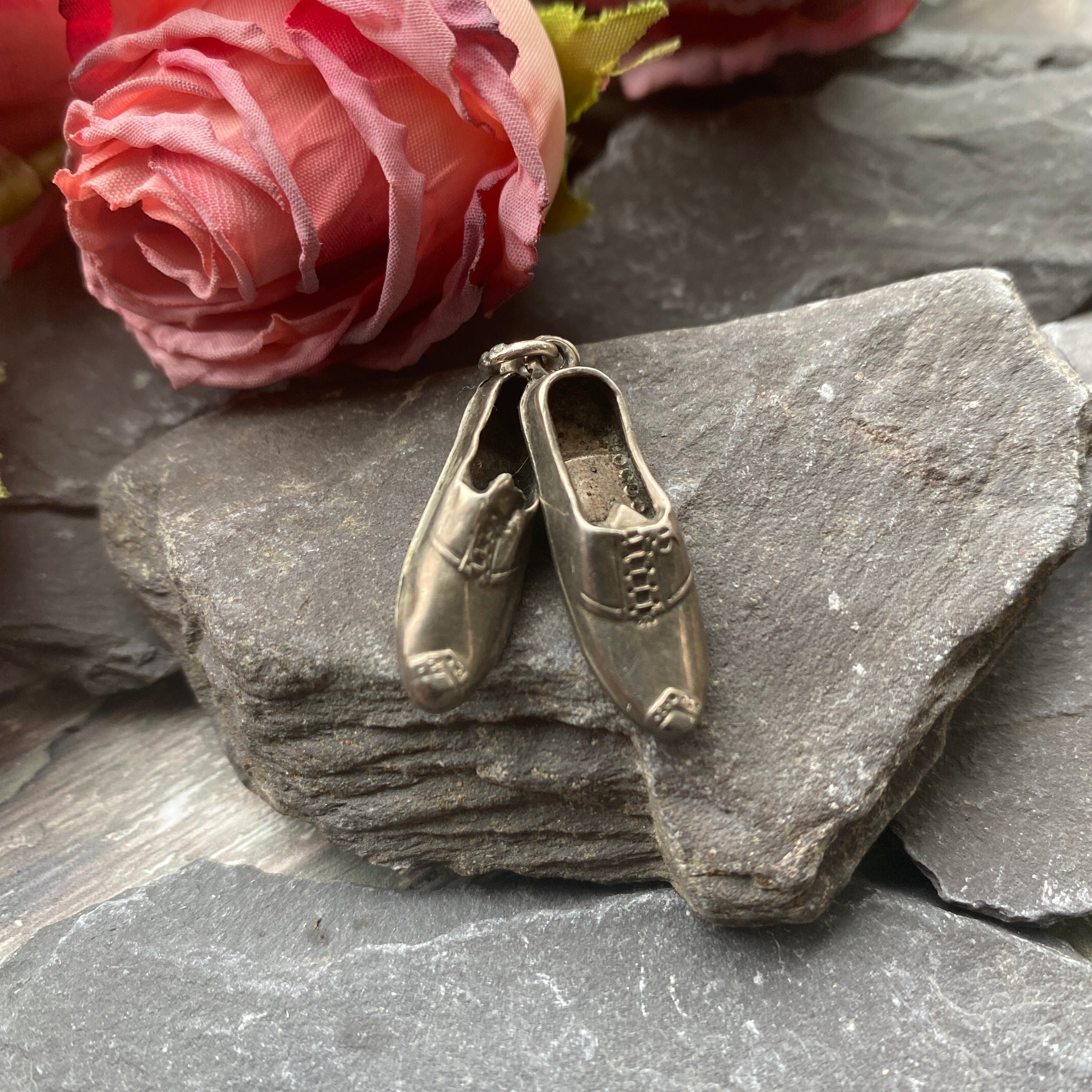 Victorian silver pair of shoes charm/ pendant.