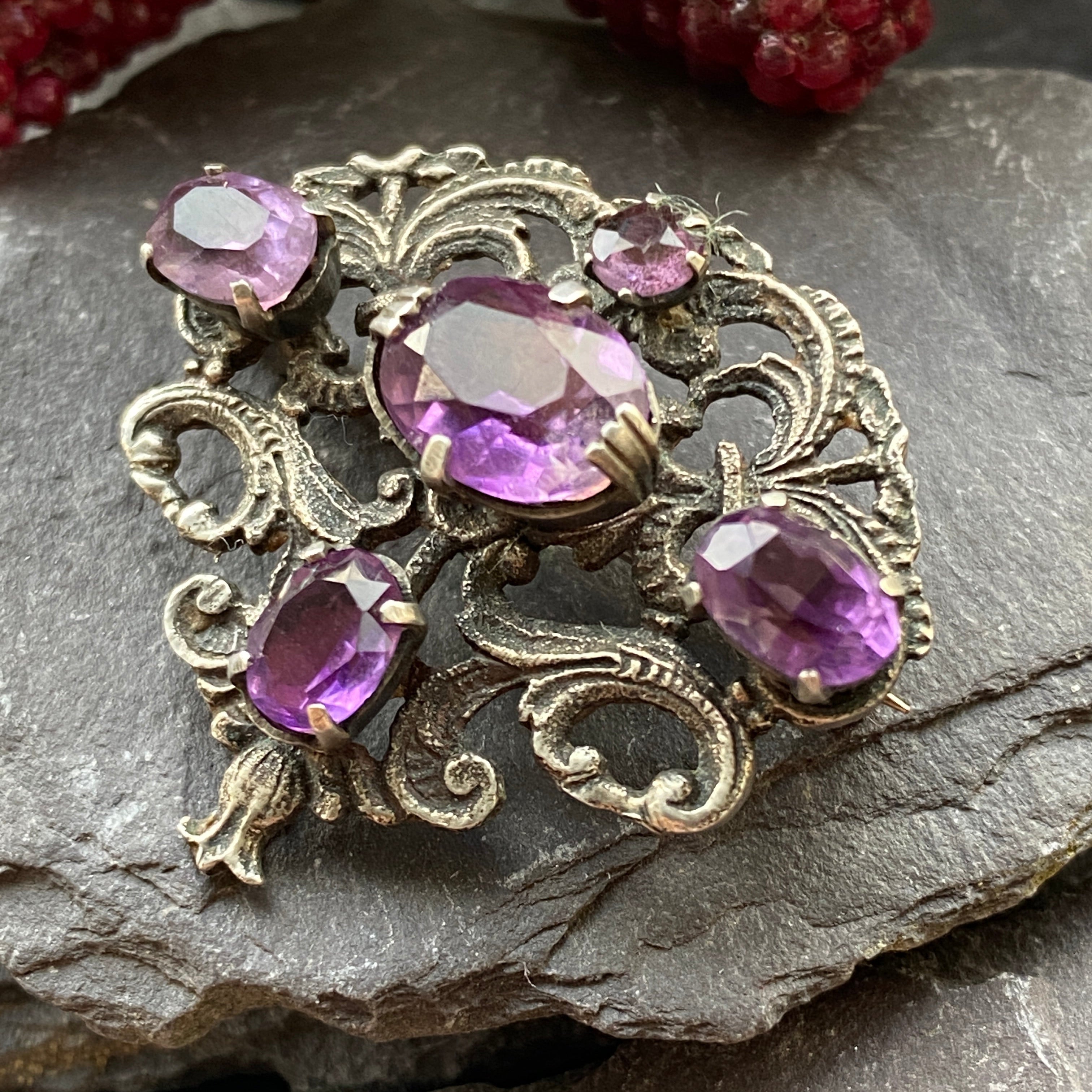 Antique Austro-Hungarian Amethyst Brooch.