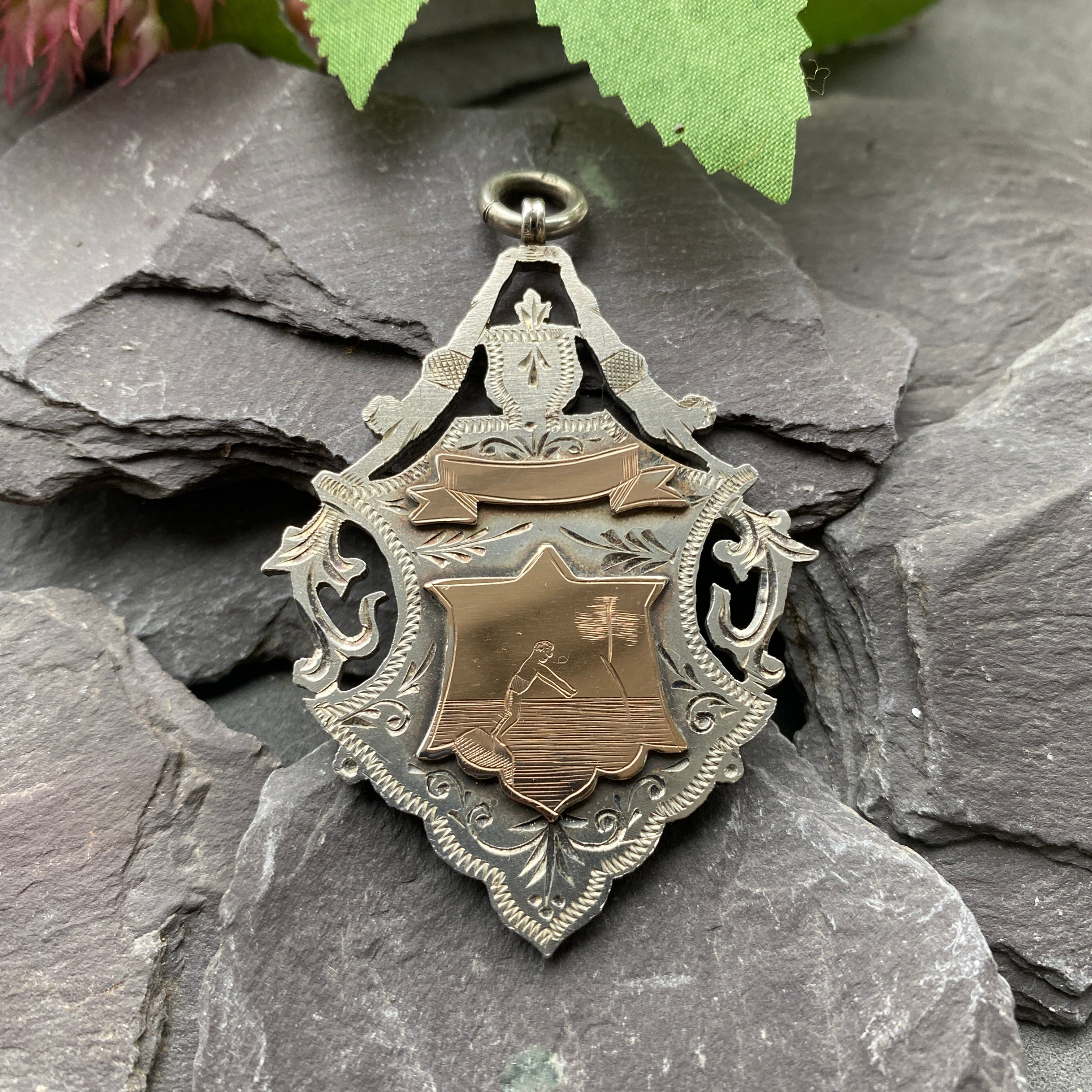 Antique Edwardian Gold & Silver Diving Medal/Fob.