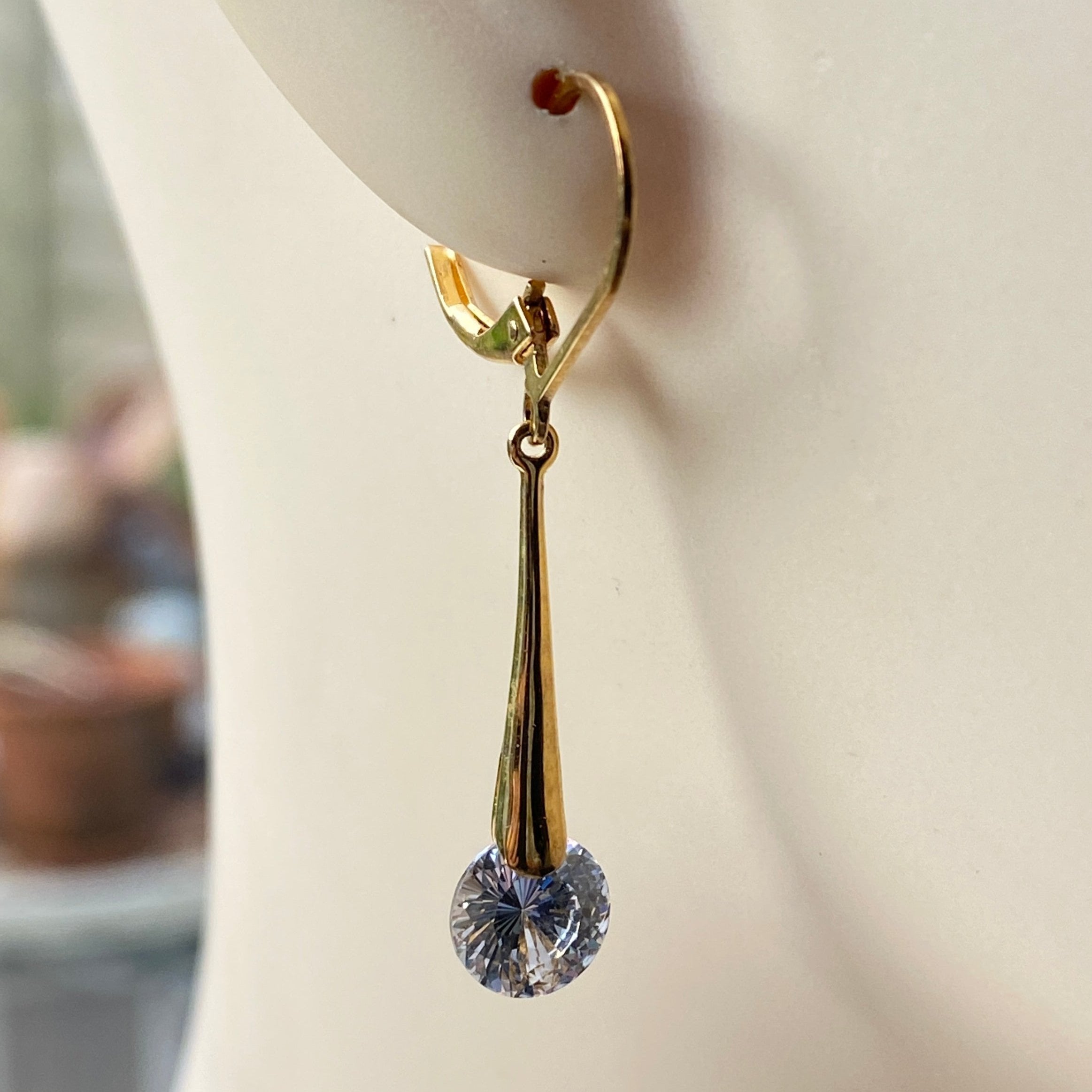 Vermeil & Diamonique Long Drop earrings.