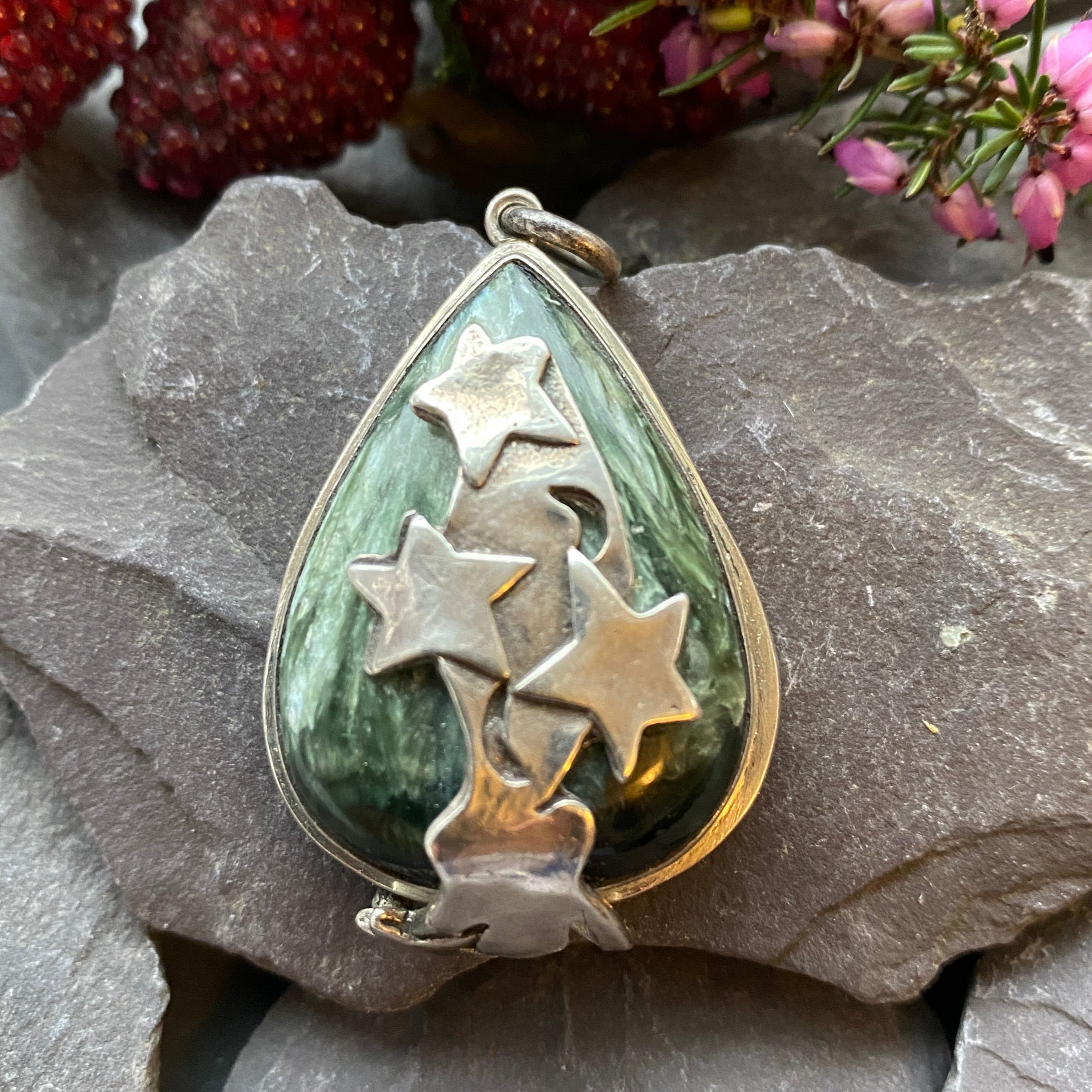 Vintage Silver & Seraphinite Star Pendant.