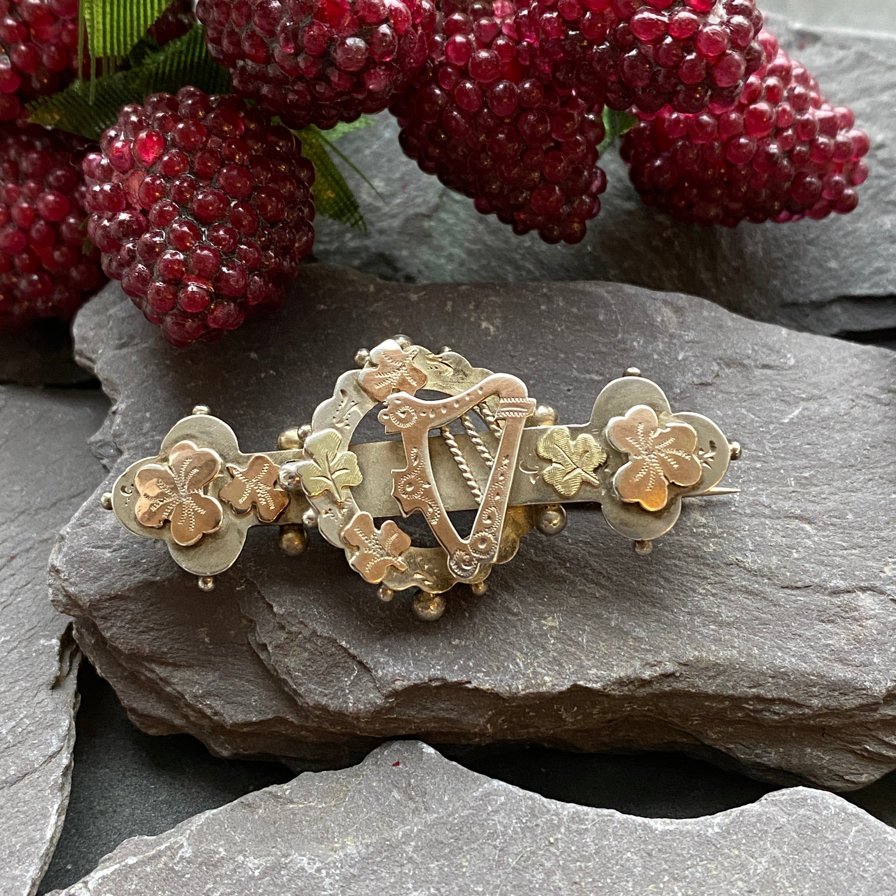 Antique Silver & Rolled Gold Sentiment Brooch.