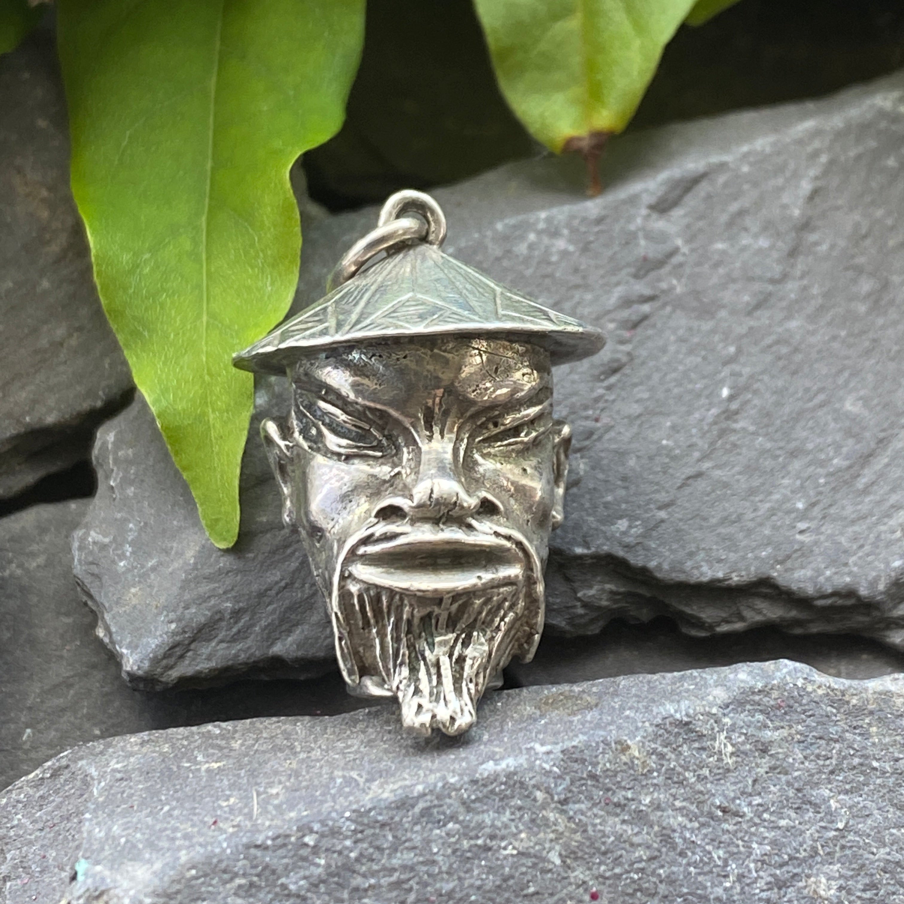 Vintage Silver Chinese Head Charm.