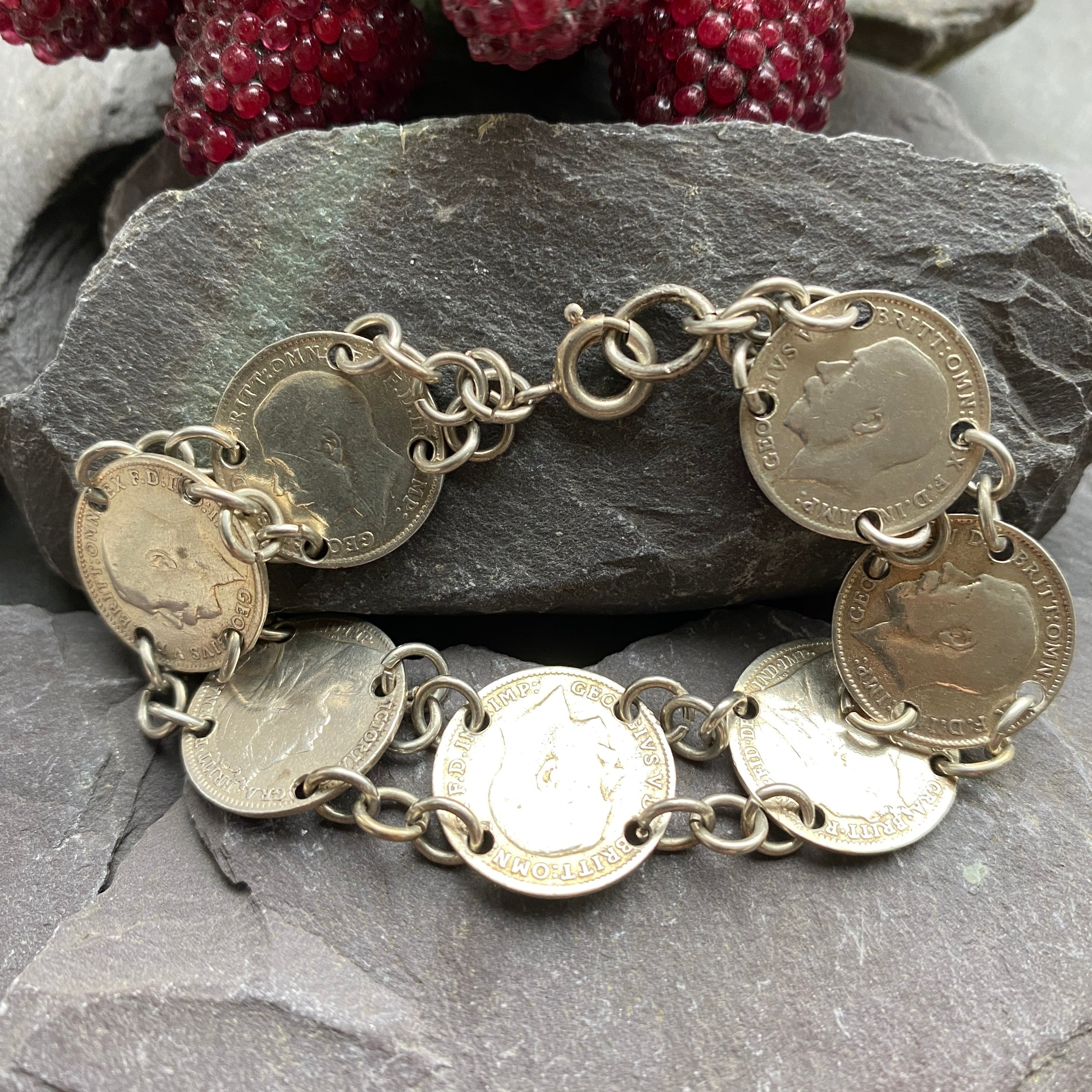 Antique Three Penny Coin Bracelet.