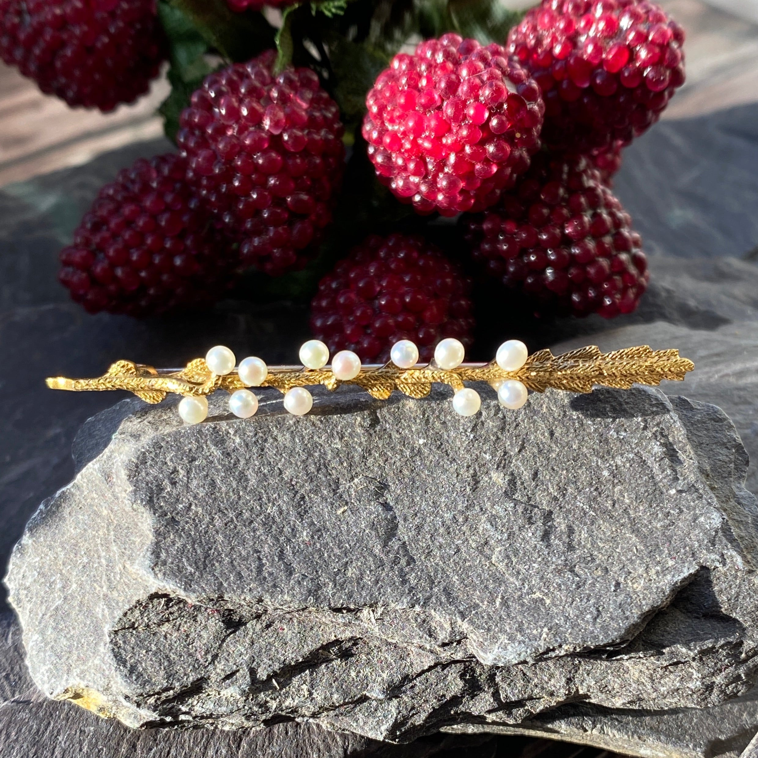 Edwardian 15ct & Pearl 'Pussy Willow' Brooch.