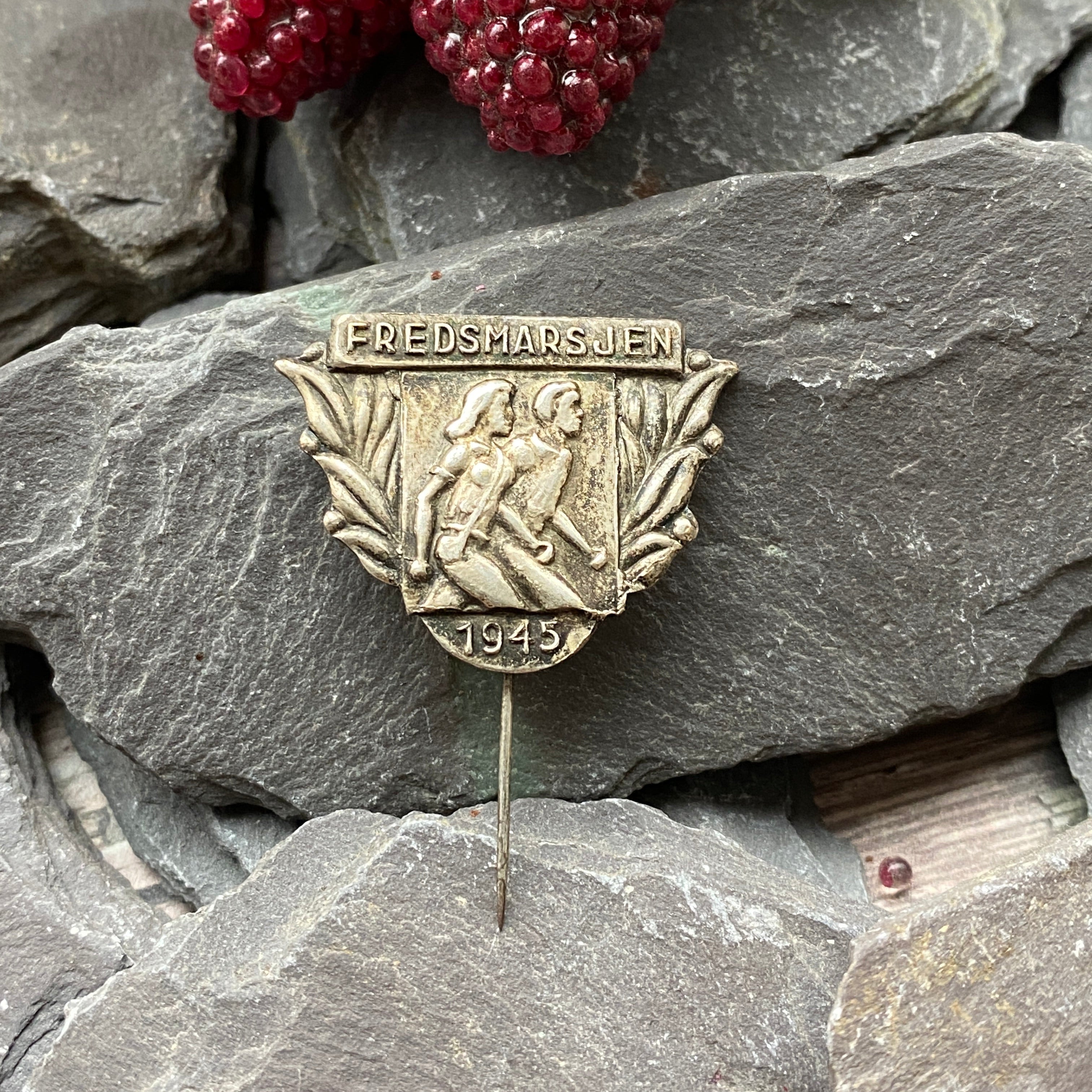 Vintage Norwegian Peace March Lapel Pin.