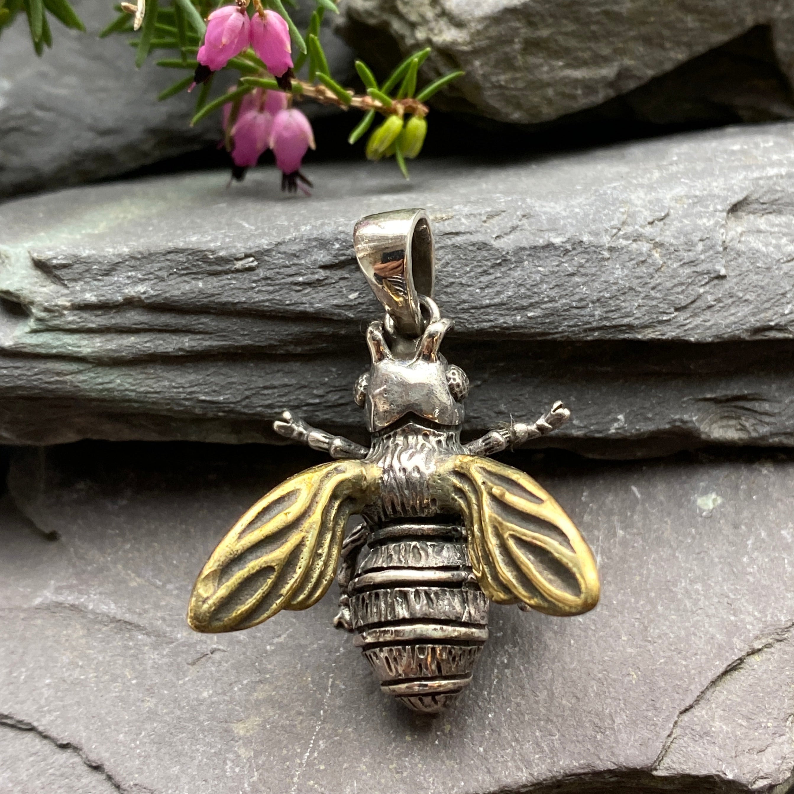 Silver & Vermeil Honey Bee Pendant.