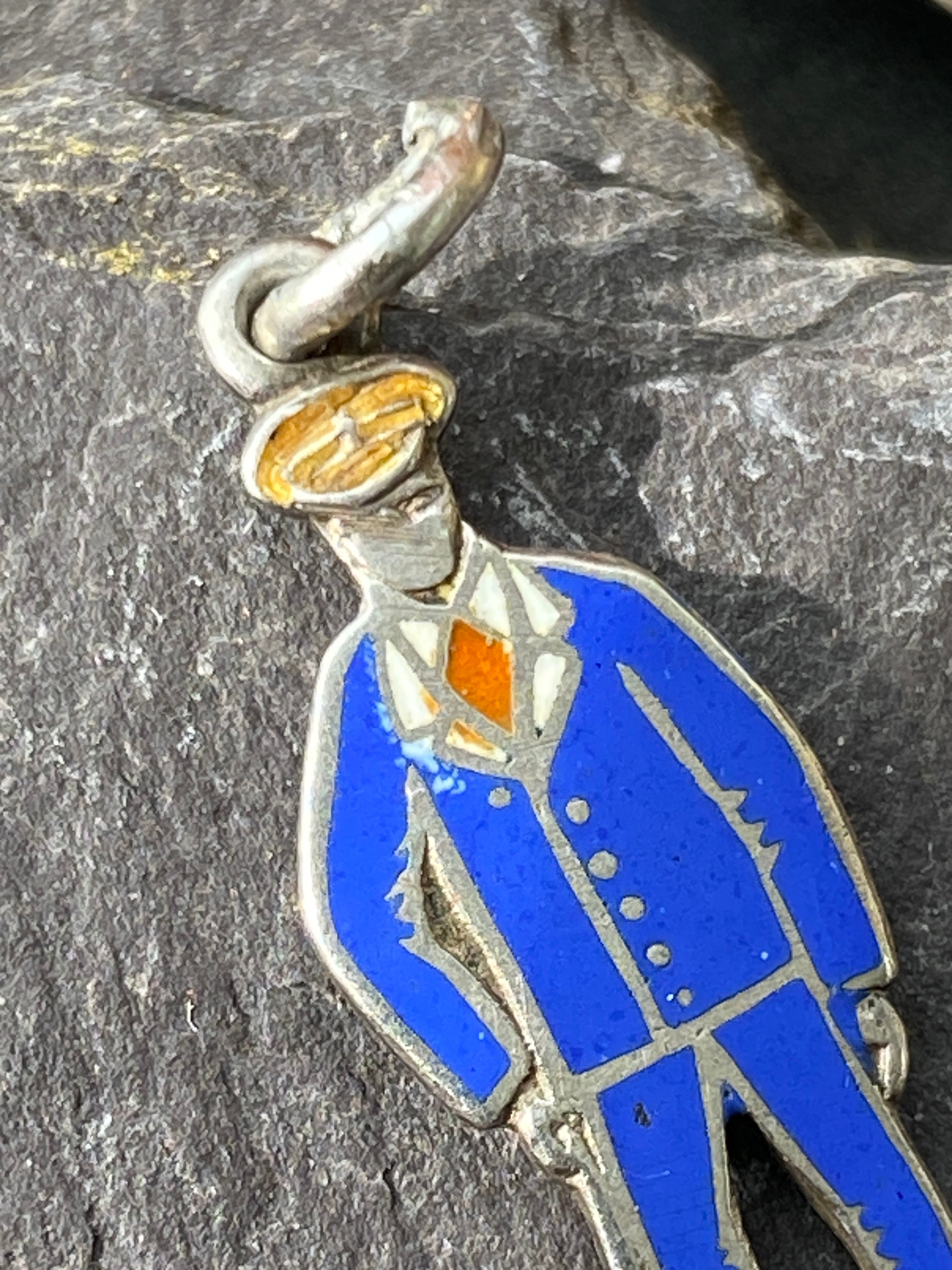 Antique WW1 Wounded Soldier Enamel Charm.