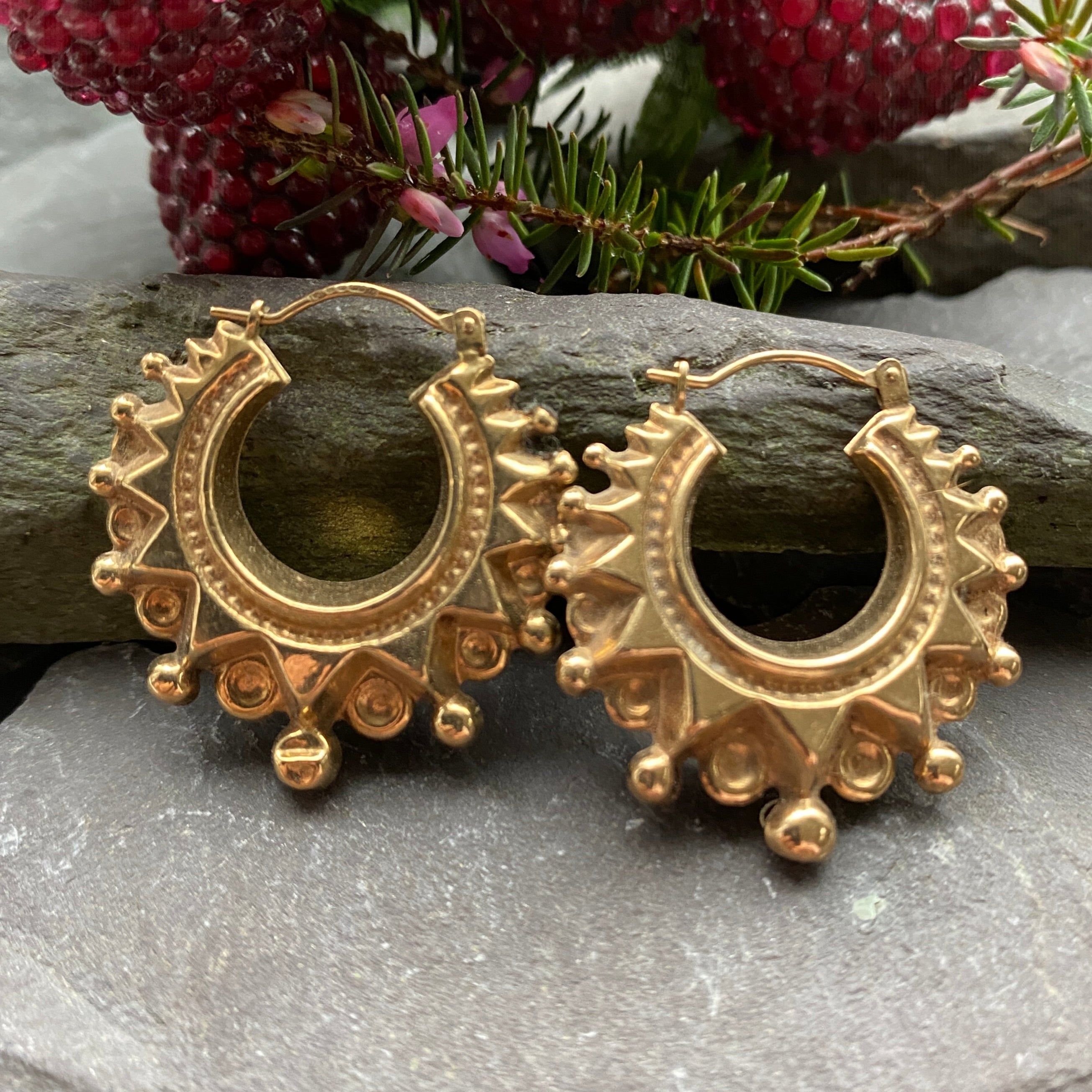 Vintage 9ct Gold Creole Hoop Earrings.