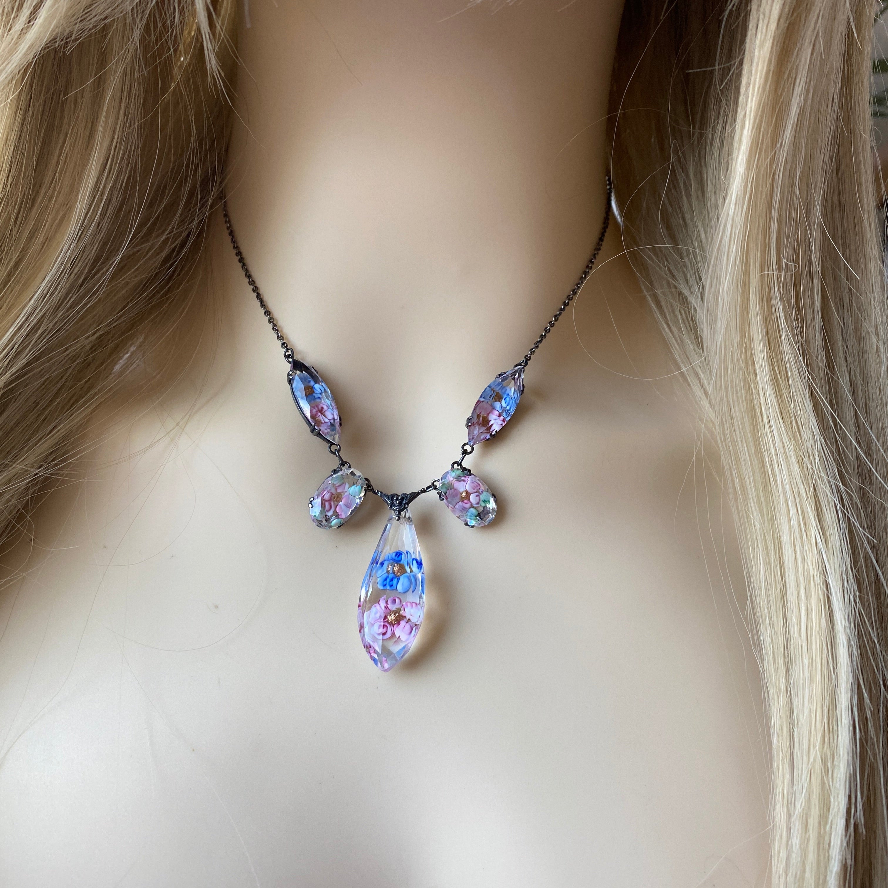 Vintage Millefiori glass festoon necklace