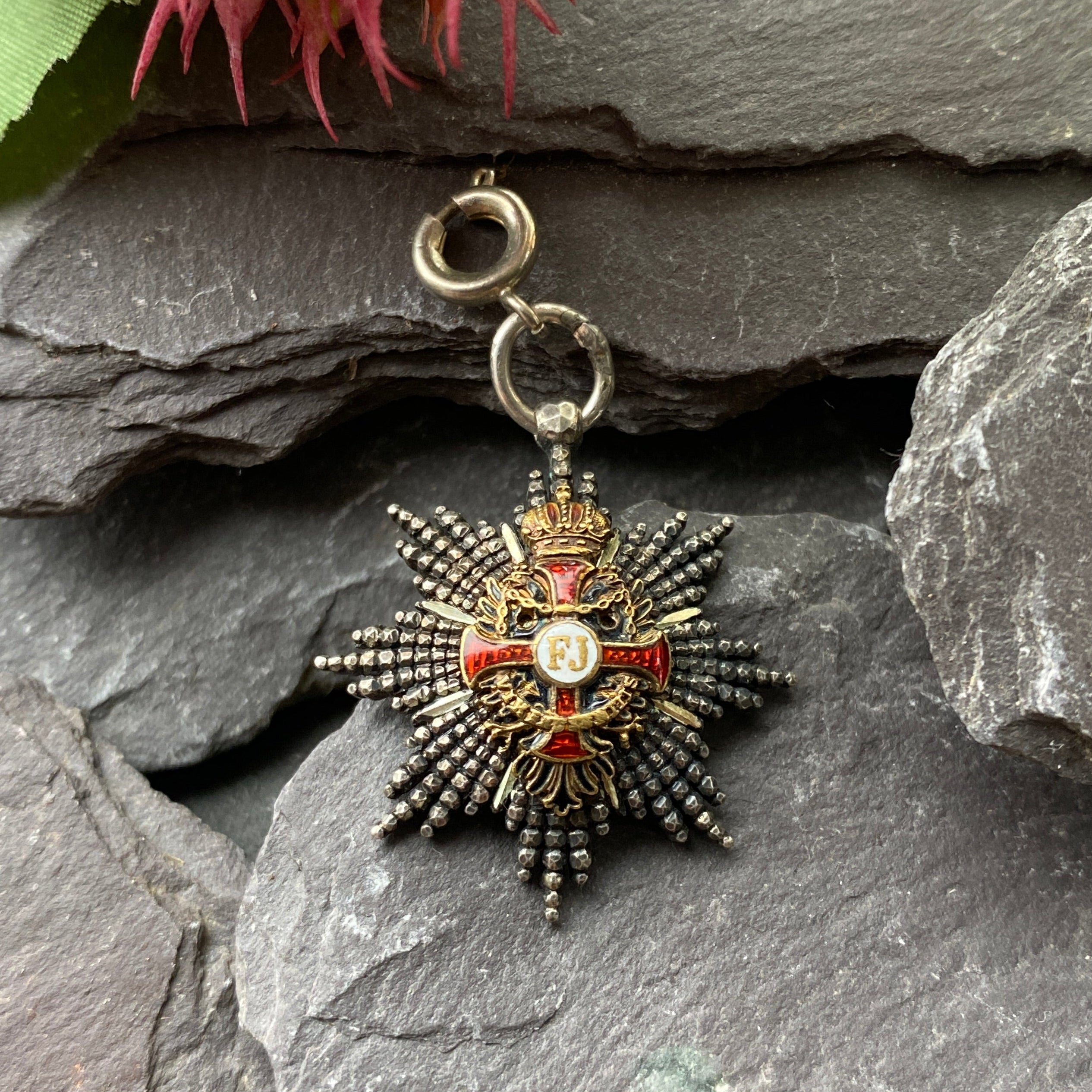 Antique Imperial Order Of Franz Joseph Charm- Silver & 18ct Gold.