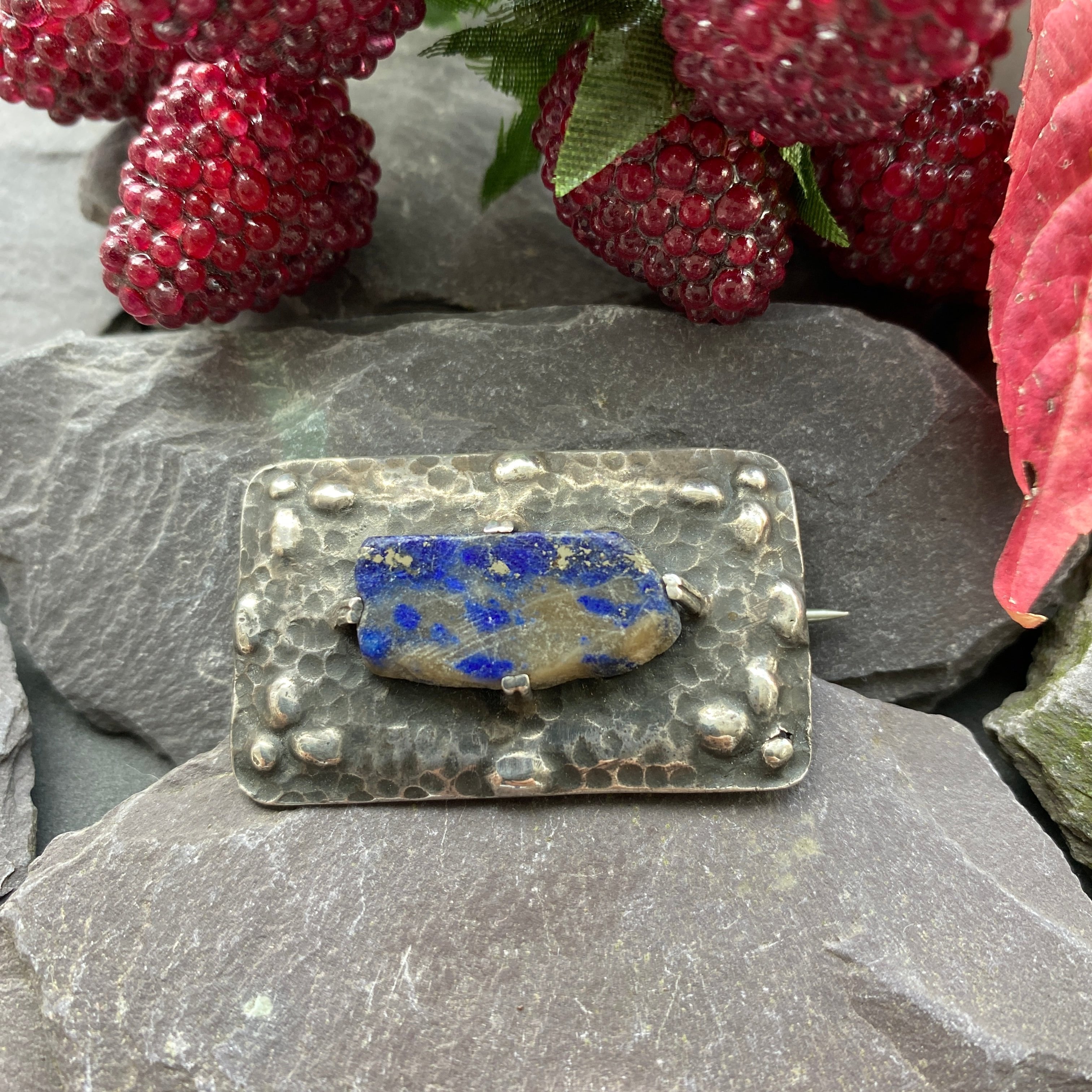 Arts & Crafts Silver & Lapis Lazuli Brooch.