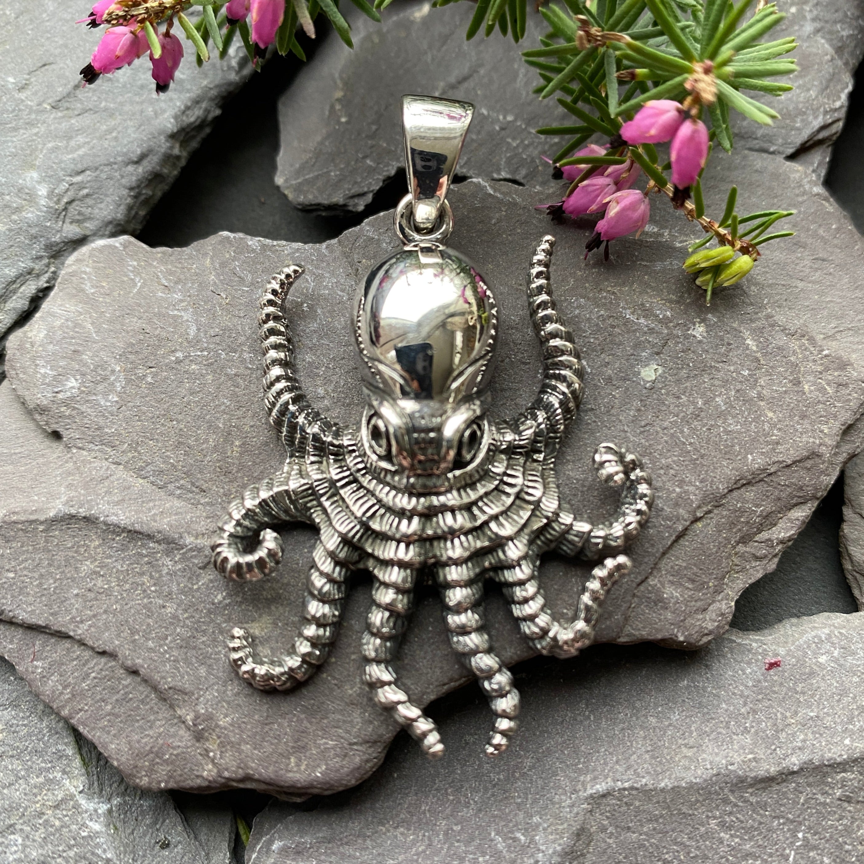 Sterling Silver Octopus Pendant.