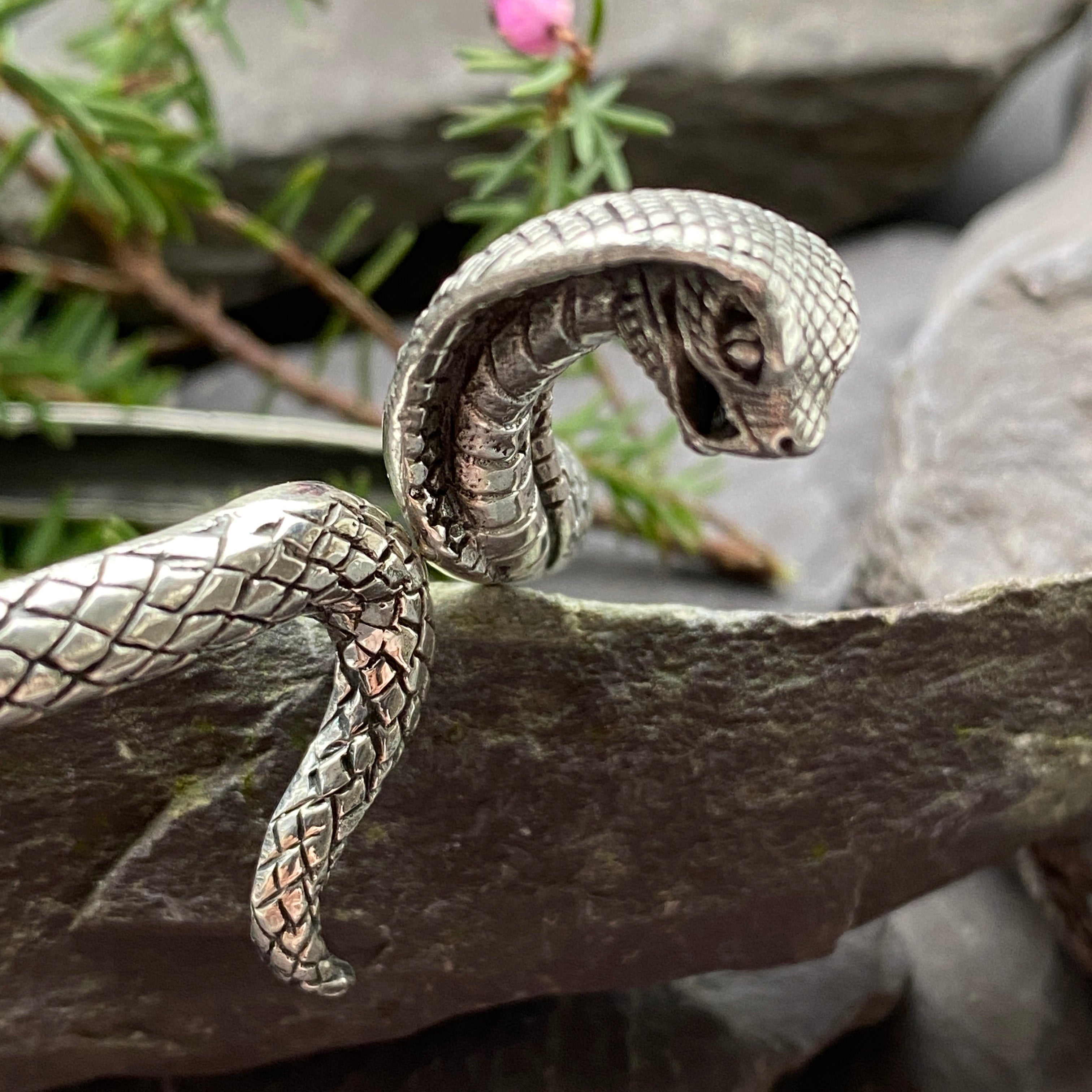 Sterling Silver Cobra Bangle Bracelet.