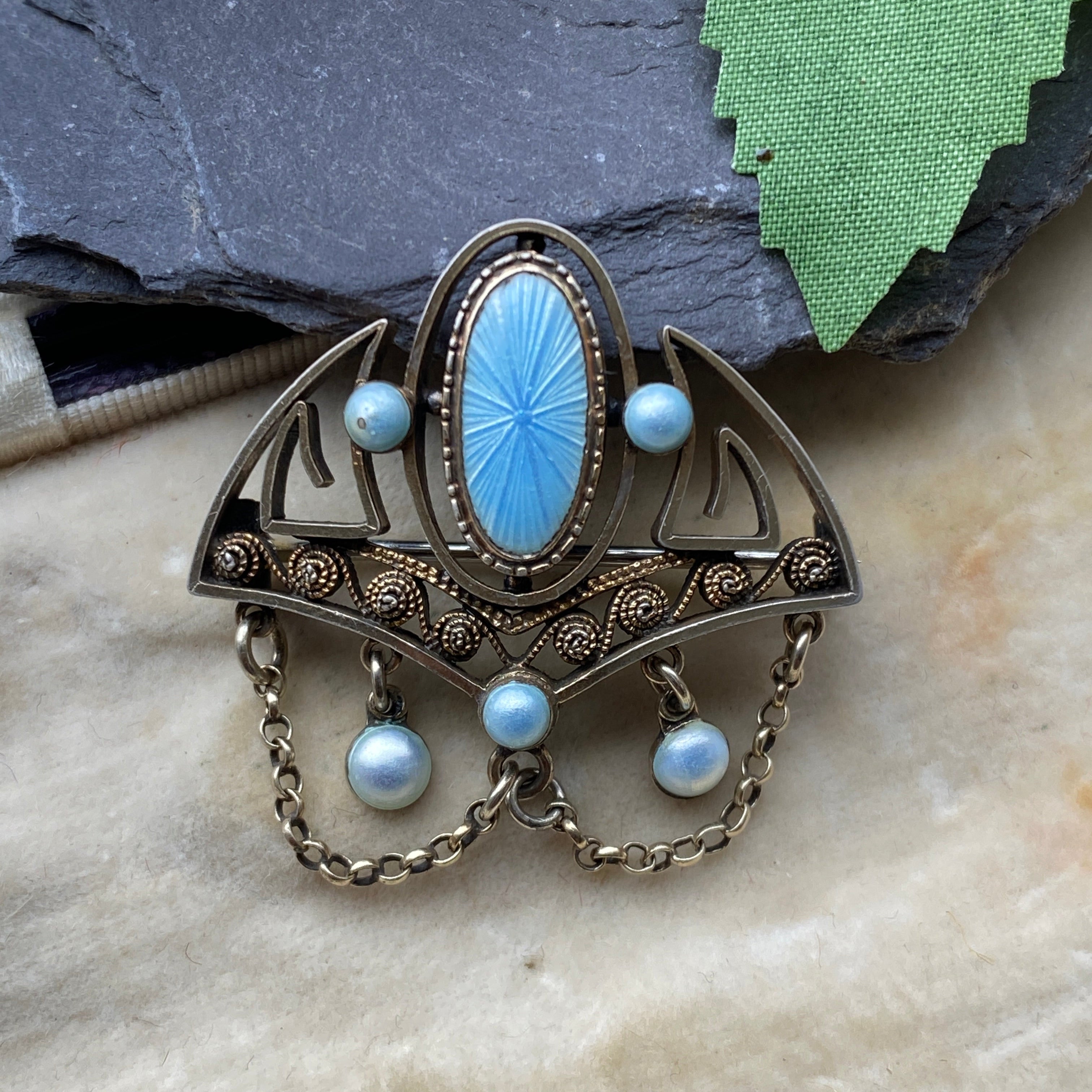 Marius Hammer Silver & Enamel Brooch.