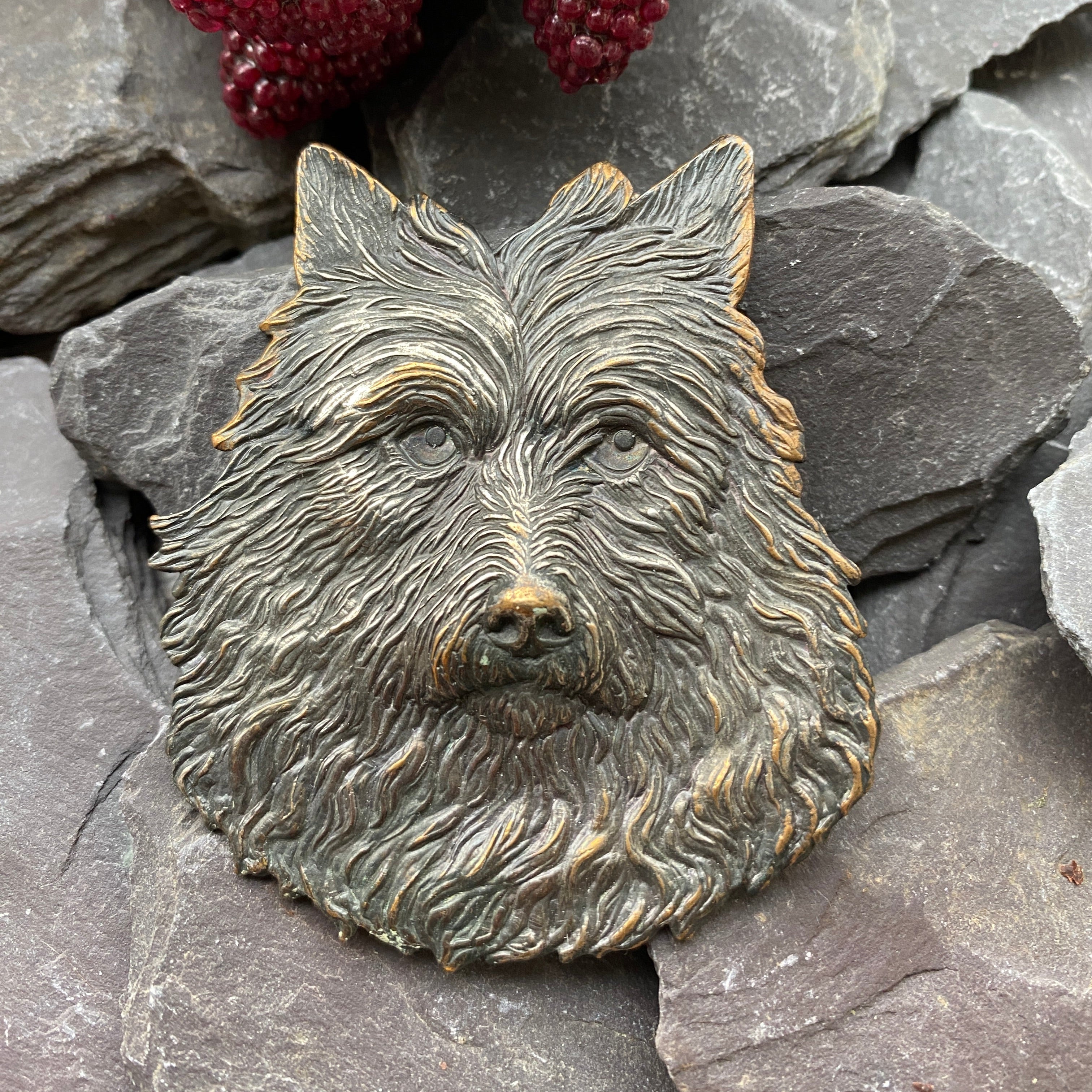 Antique cairn terrier brooch
