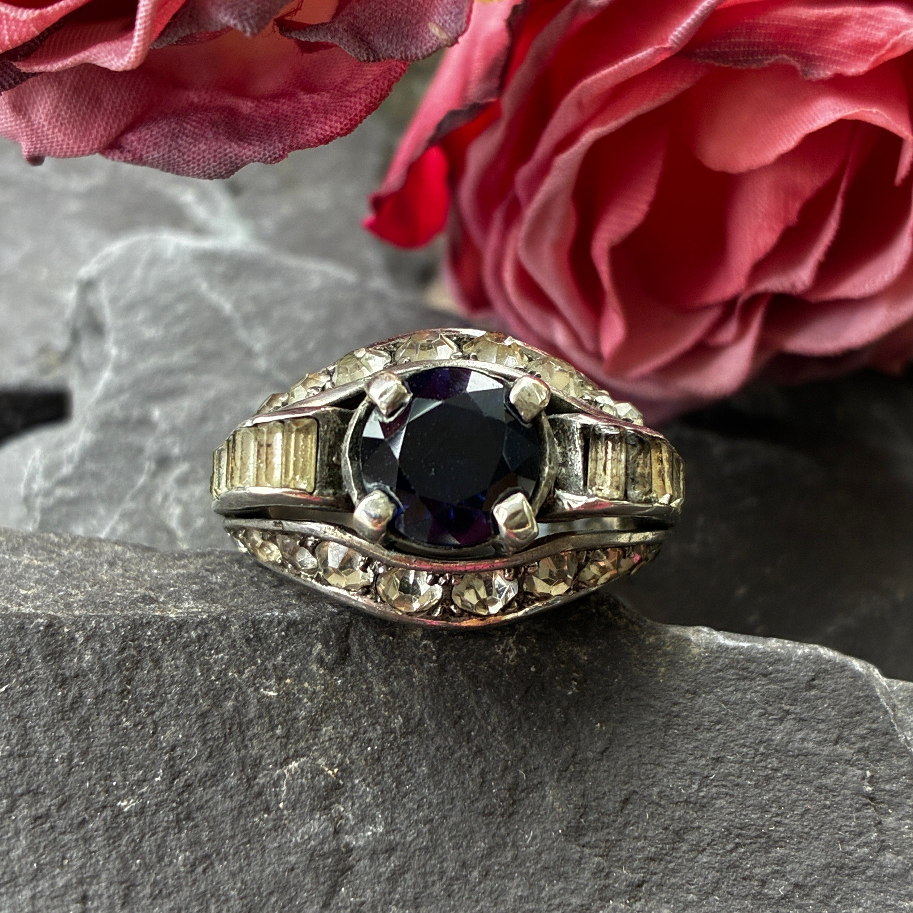 Art Deco Knoll & Pregizer paste & sapphire ring.