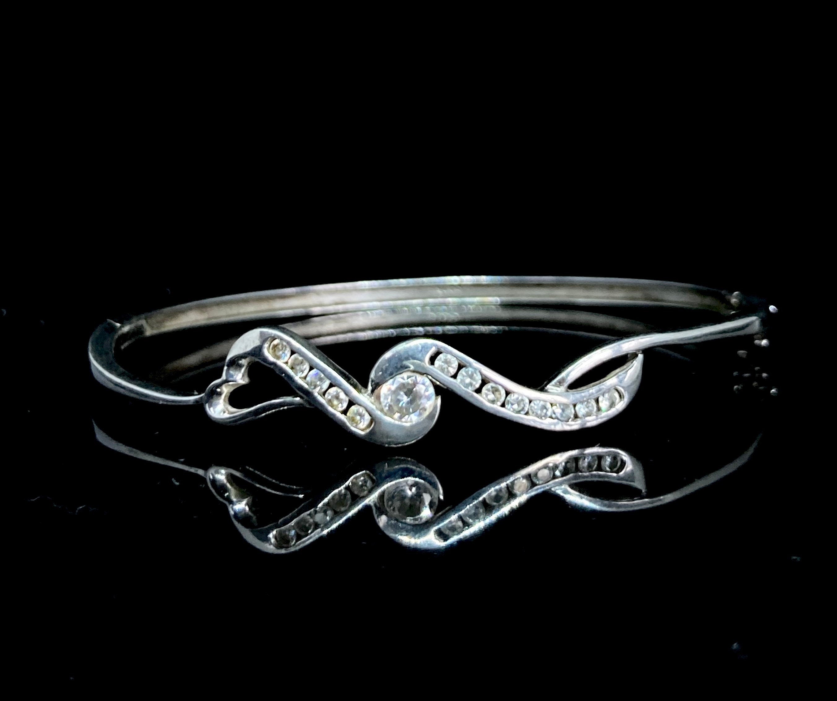 Sterling Silver & Cubic Zirconia Bangle.