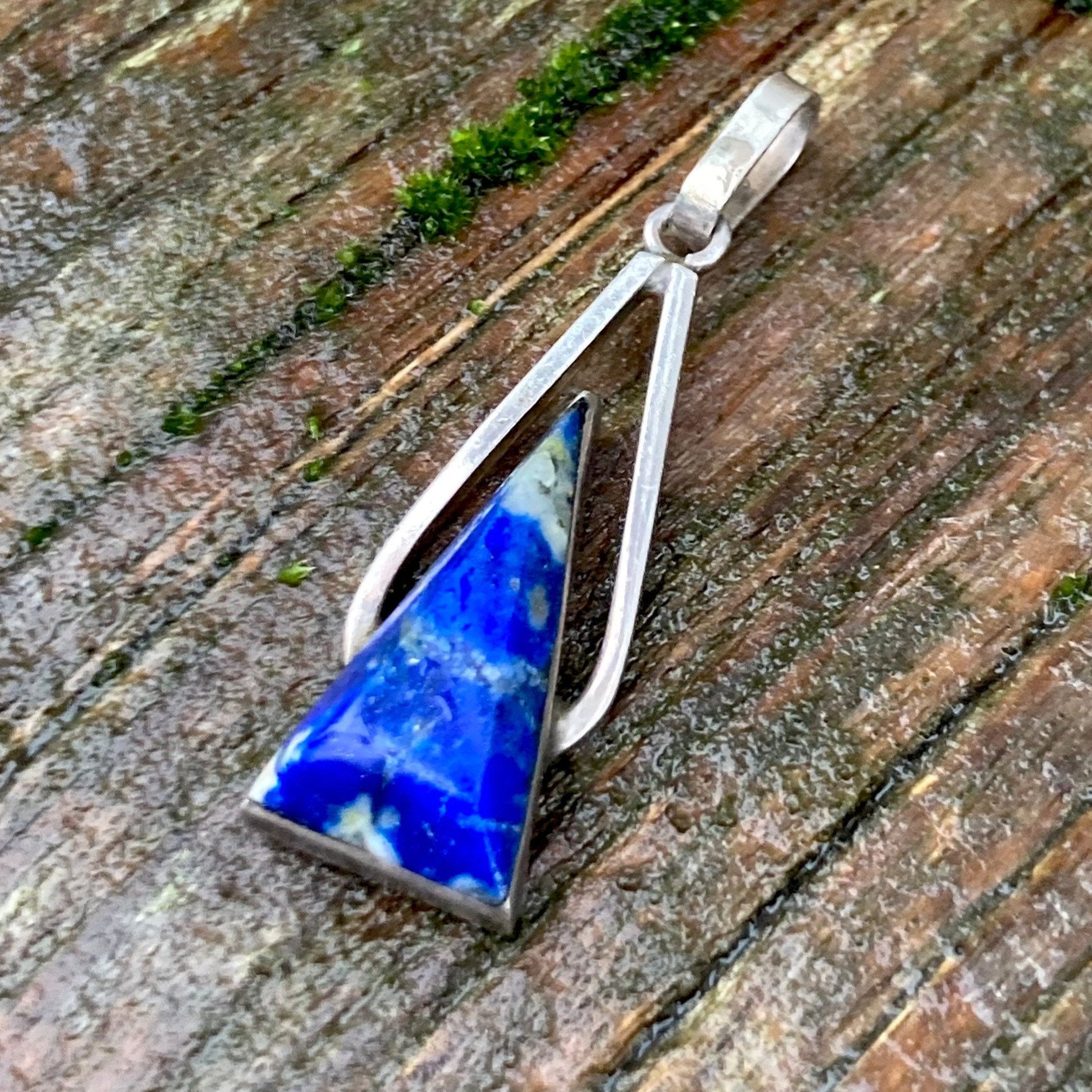 Art Deco Style Silver Lapis Lazuli Pendant