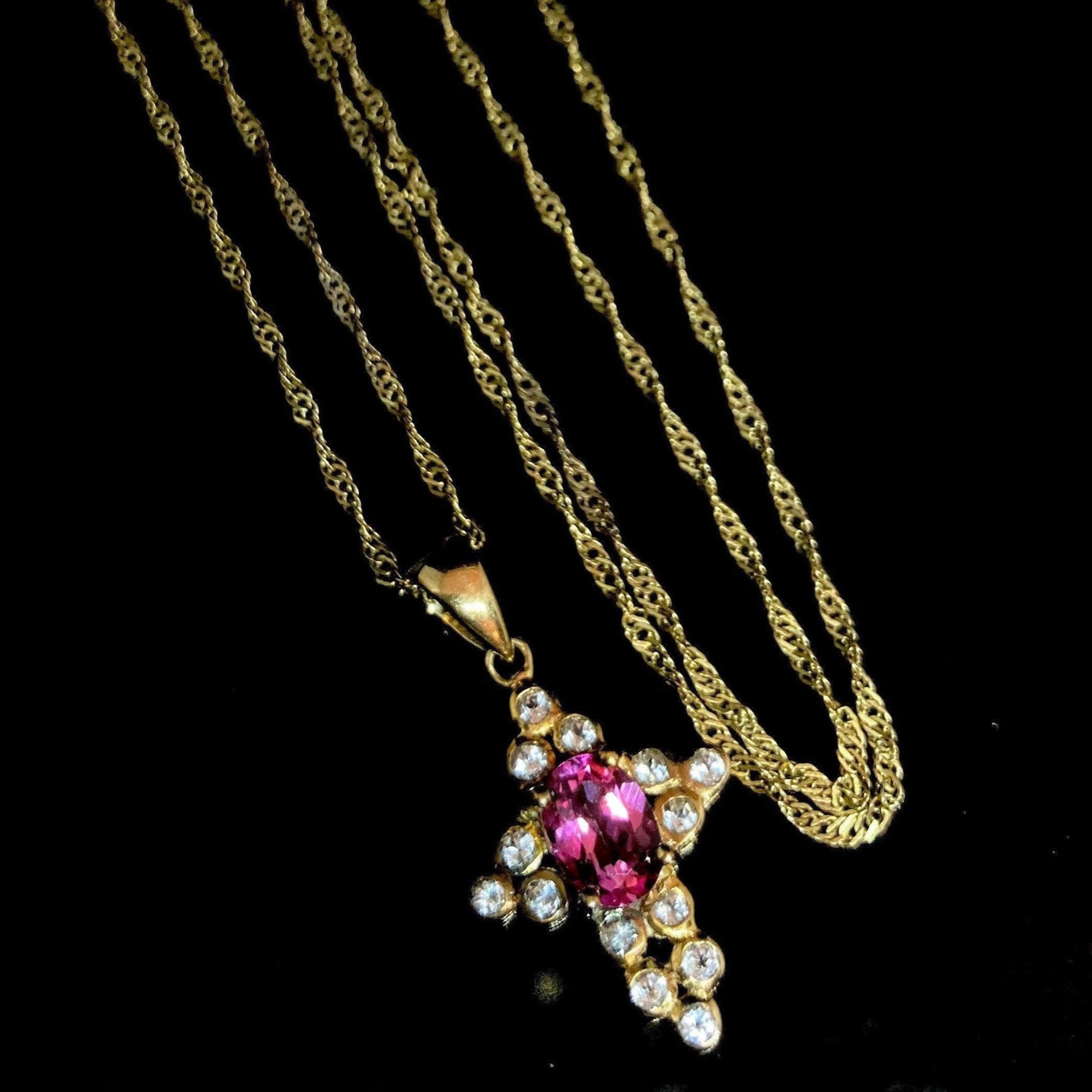 9ct Yellow Gold Pink Spinel And White Spinel Cross