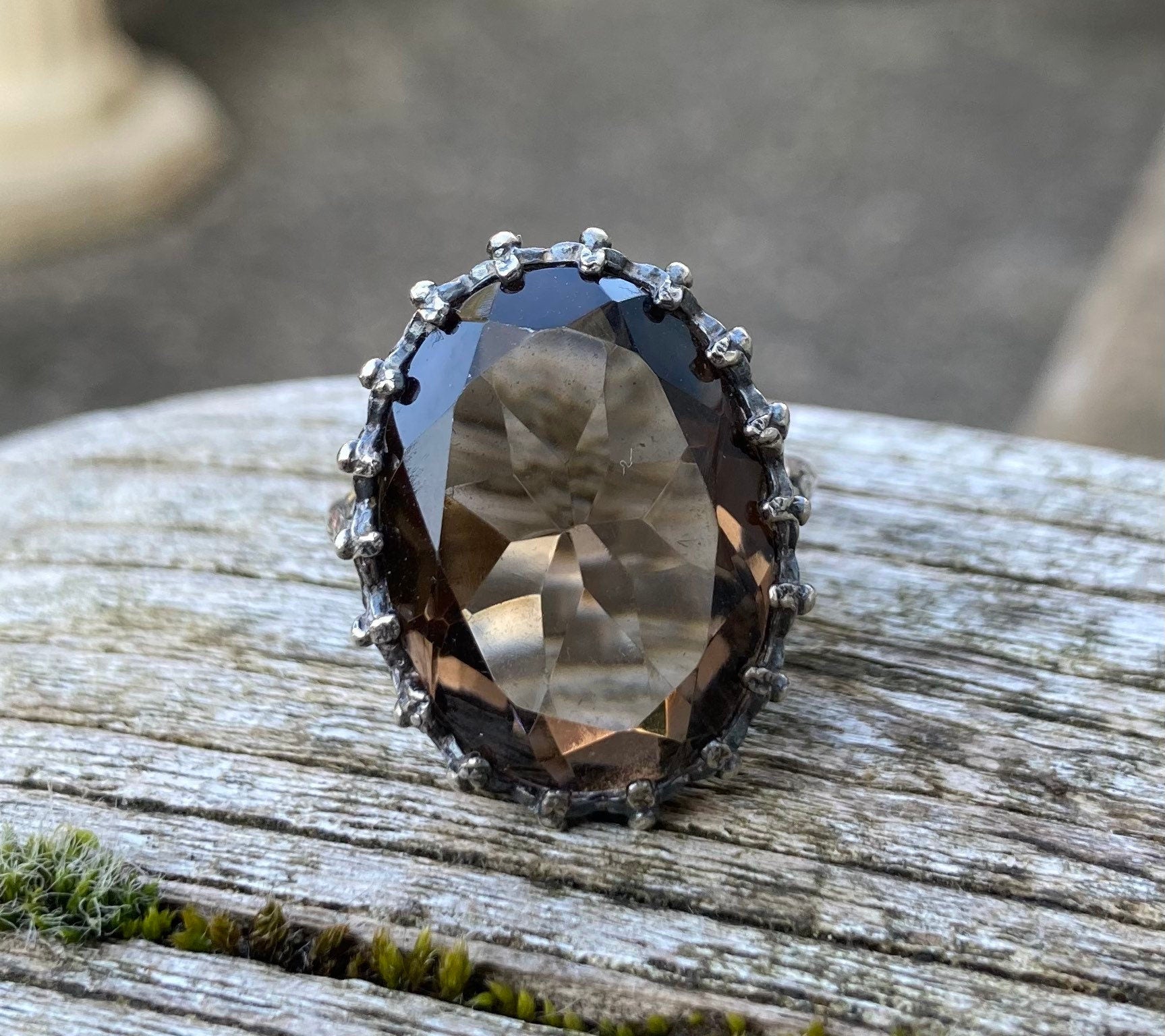 Vintage Sterling Silver Smokey Quartz Ring