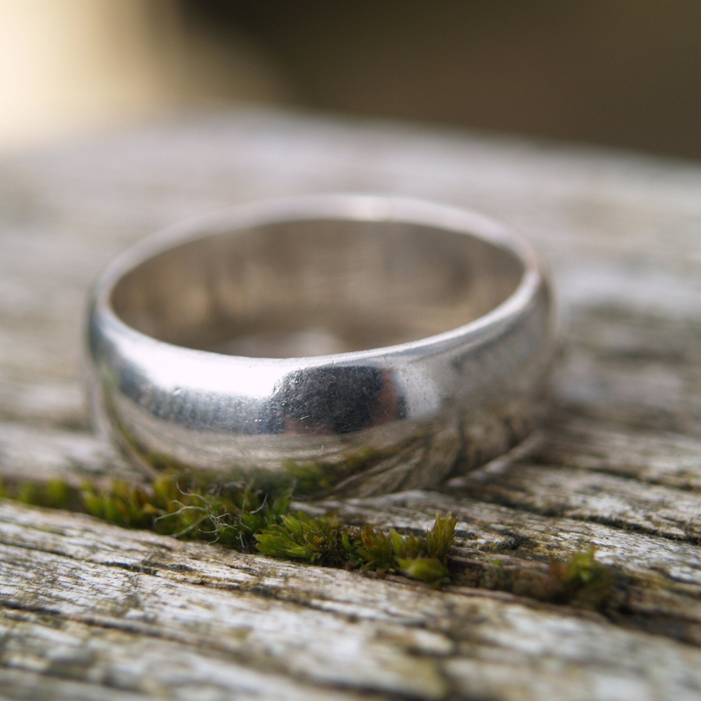 Solid Plain Sterling Silver Wedding/ Band Ring Size P or 7 3/4 USA.