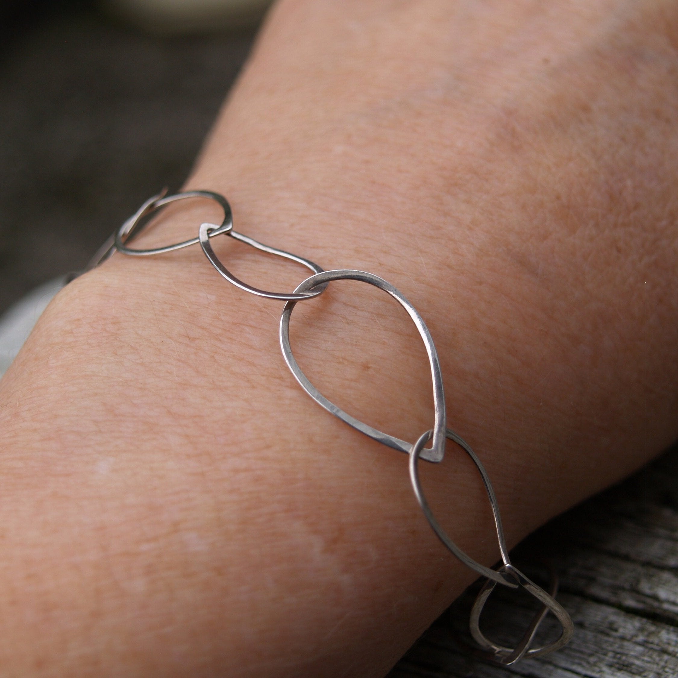 Minimalist Silver Open Link Bracelet.