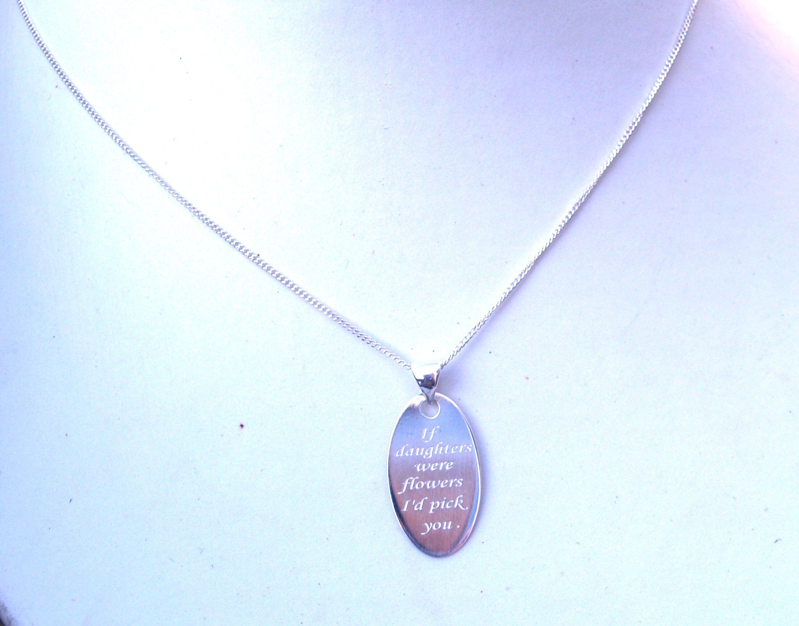 Sterling Silver Pendant & Chain Daughter Sentiment.