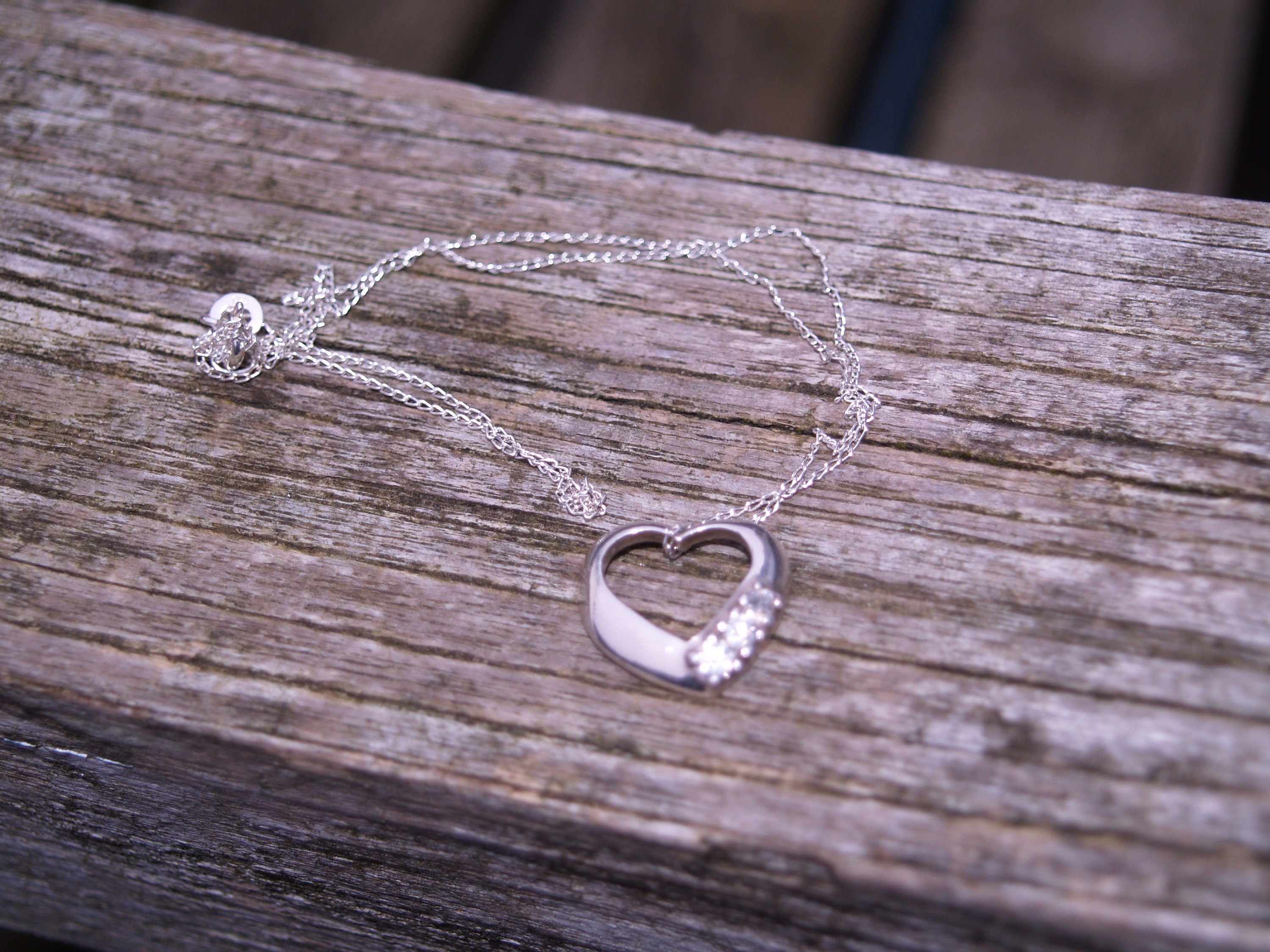 Sterling Silver & Cubic Zirconia Heart Pendant And Chain.