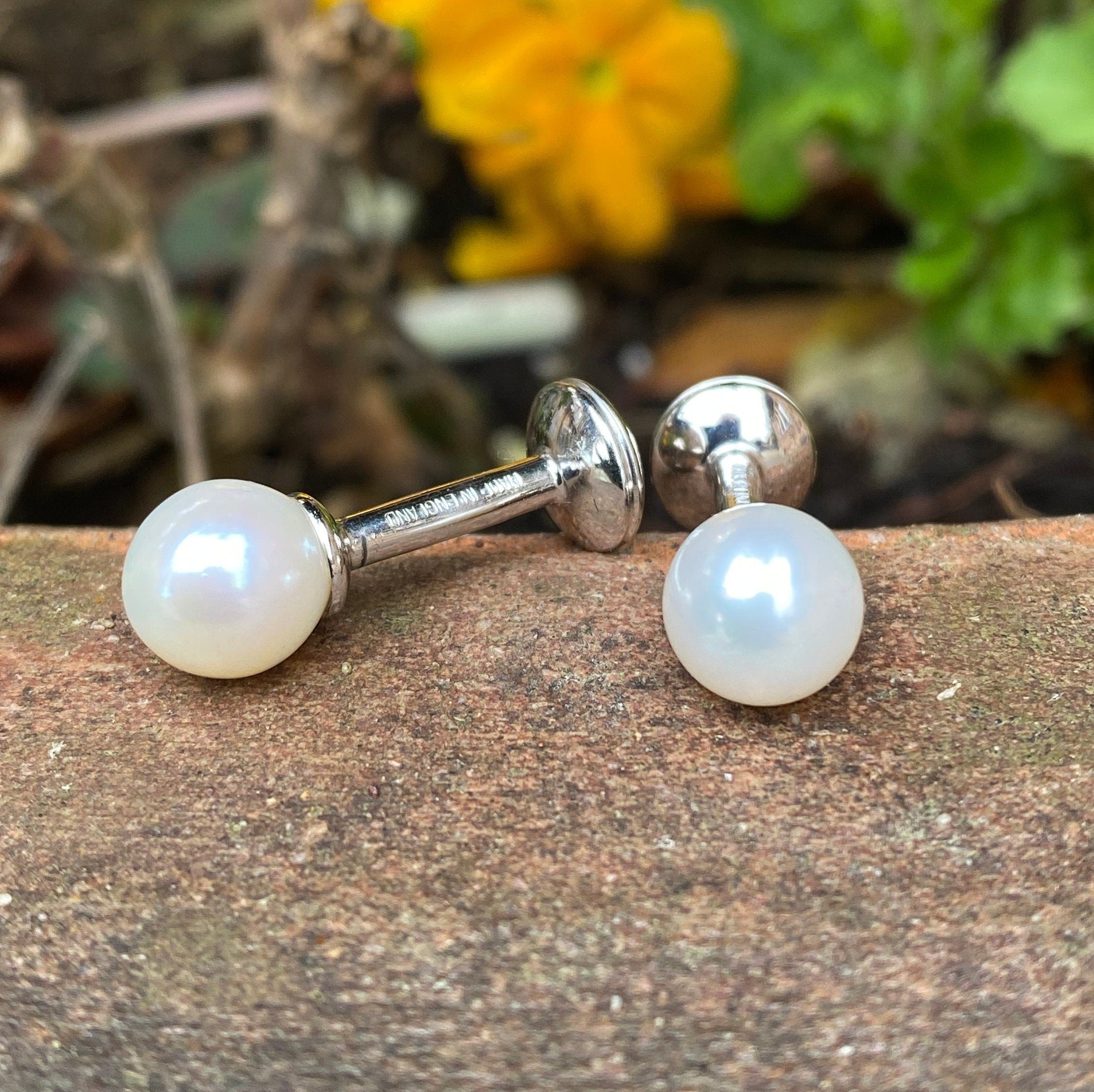 Sterling Silver & Cultured Pearl Cufflinks