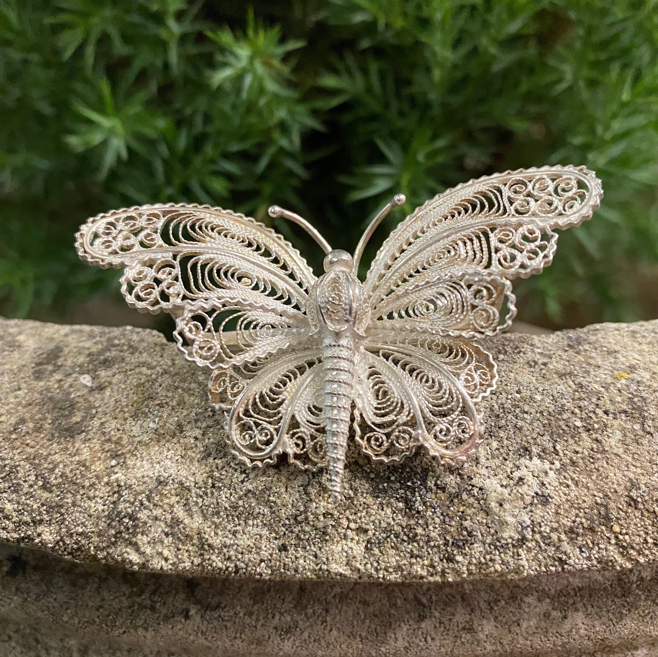 Maltese Silver Filigree Work Butterfly Brooch