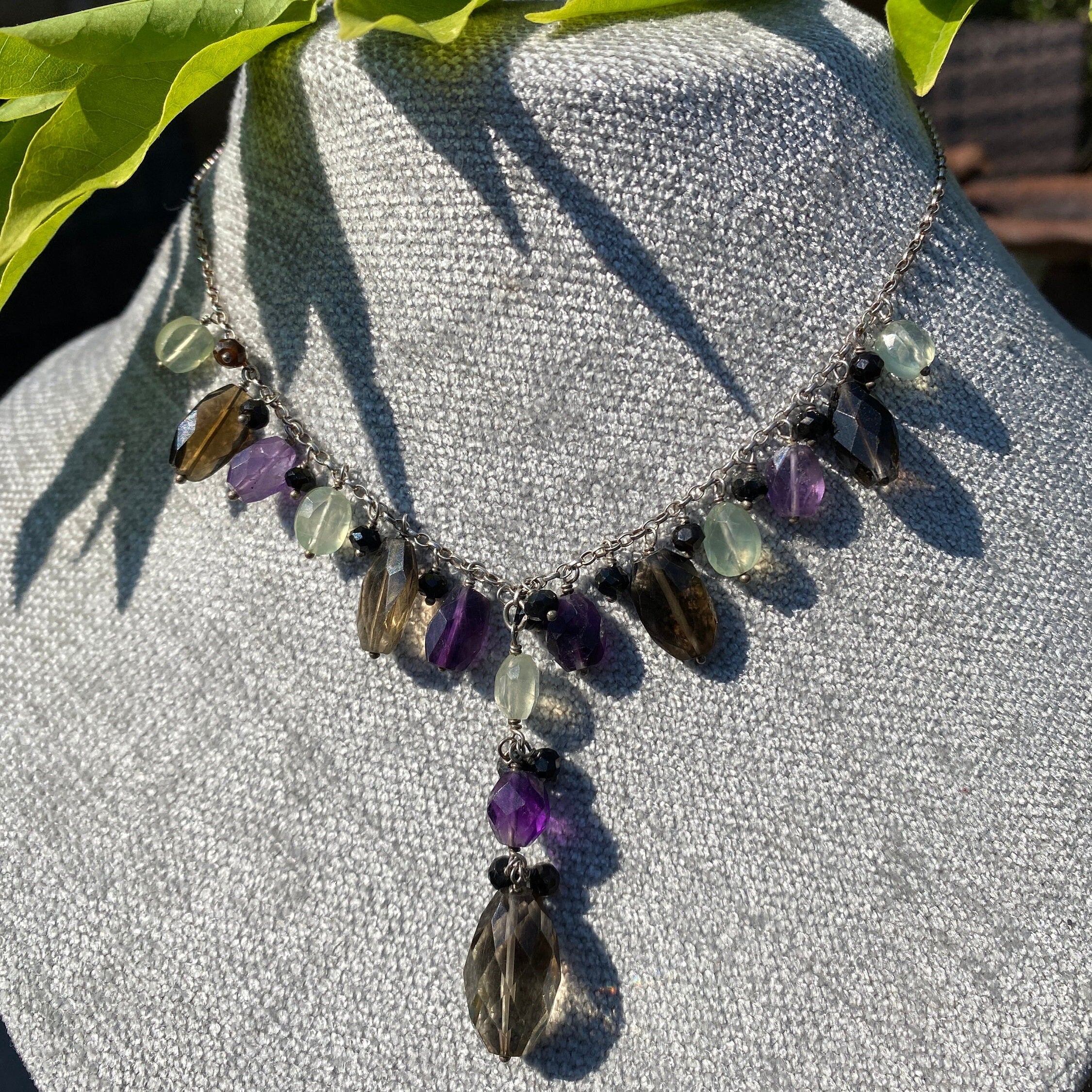 Sterling Silver Multi Gem Fringe Drop Necklace