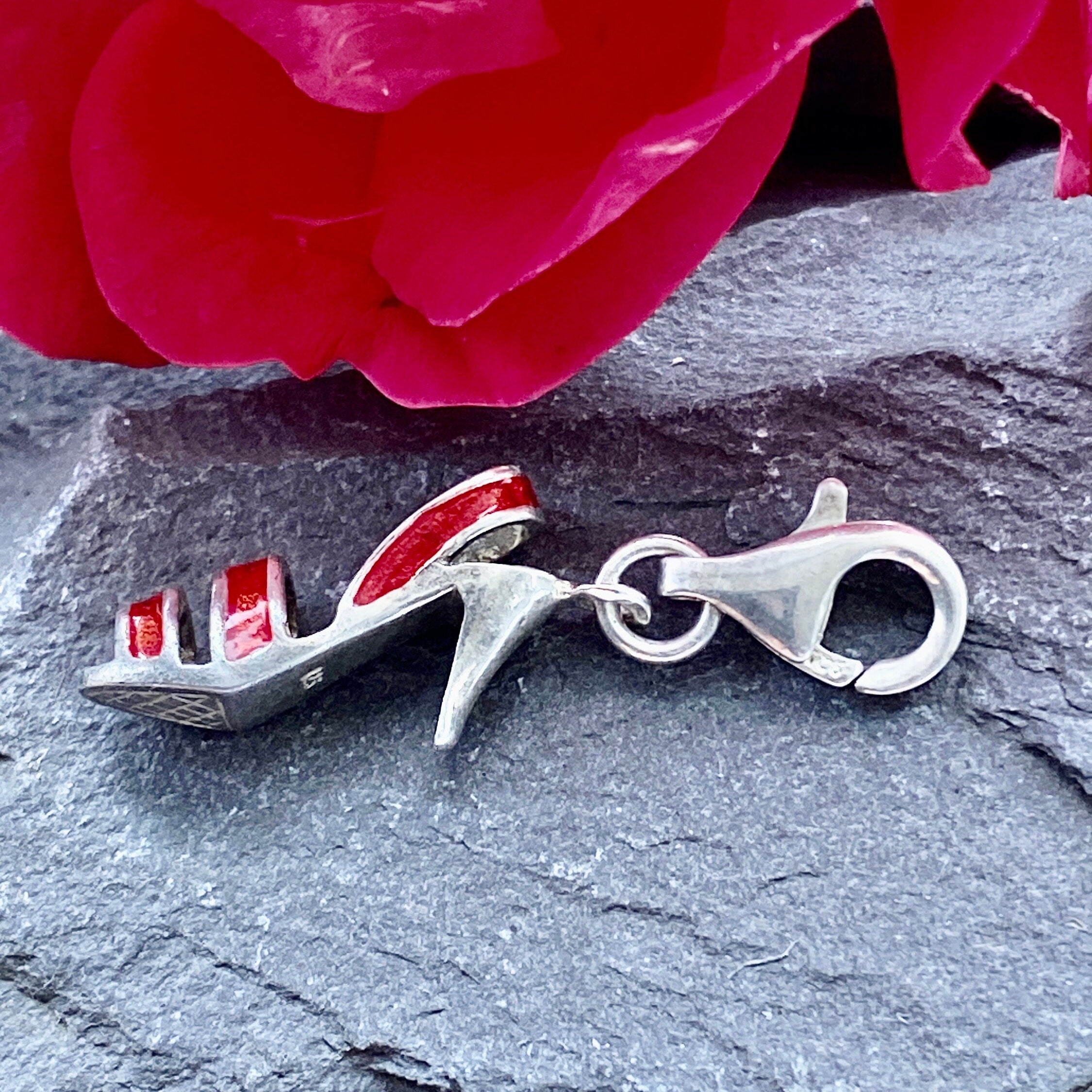 Sterling Silver & Enamel Ladies Shoe Charm/Pendant.