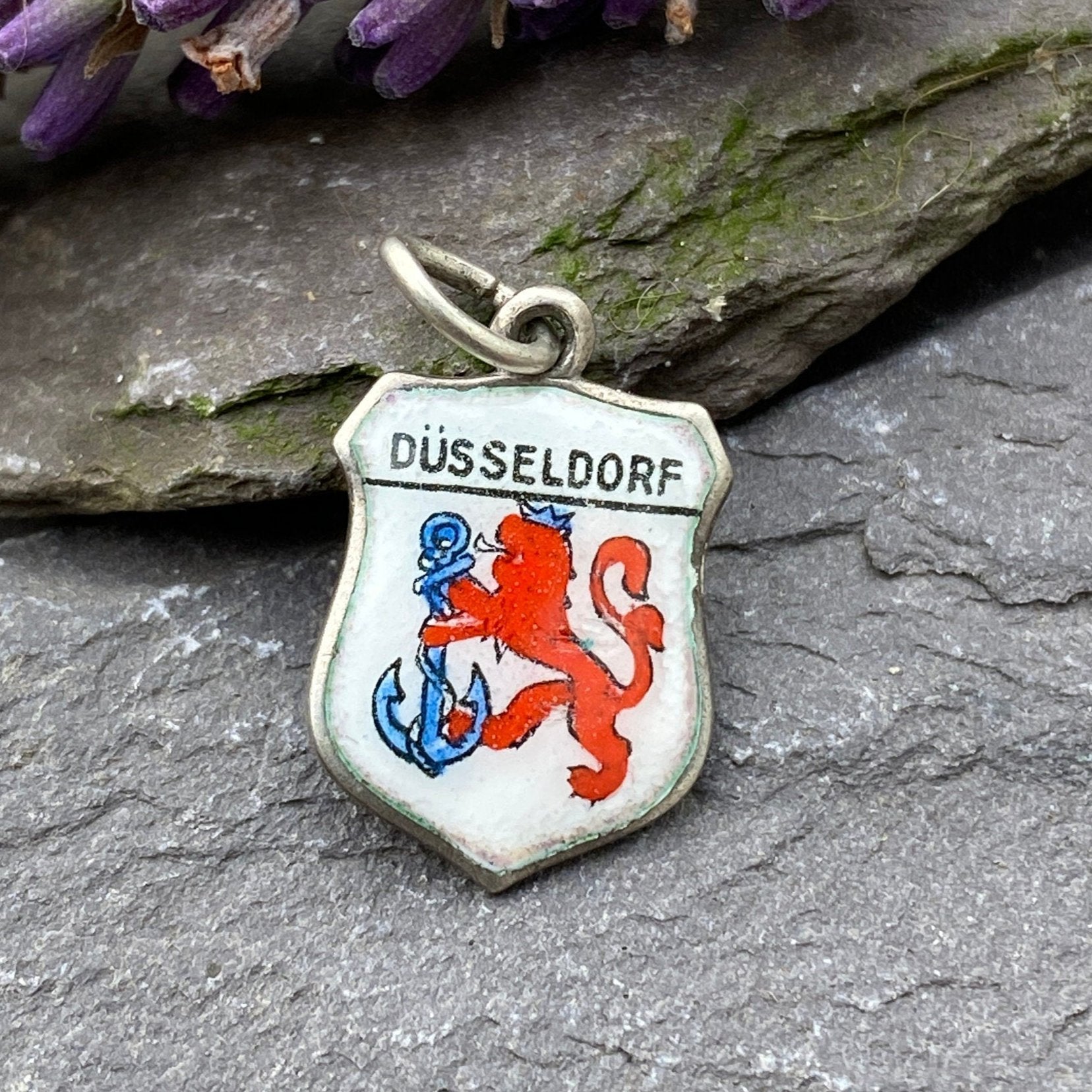 Vintage Silver & Enamel Düsseldorf Town Shield Charm.