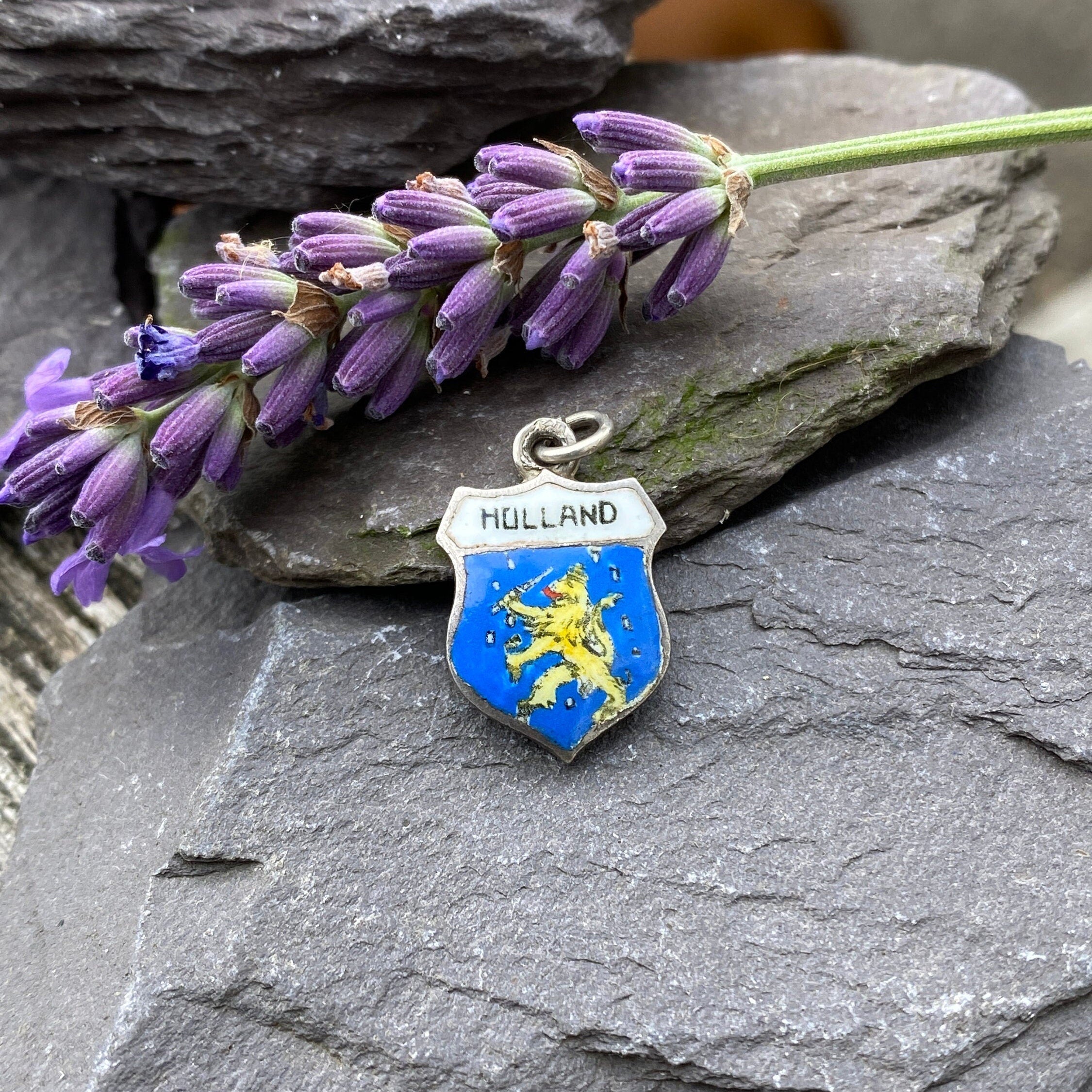 Vintage Silver & Enamel Tourist Charm- Holland.