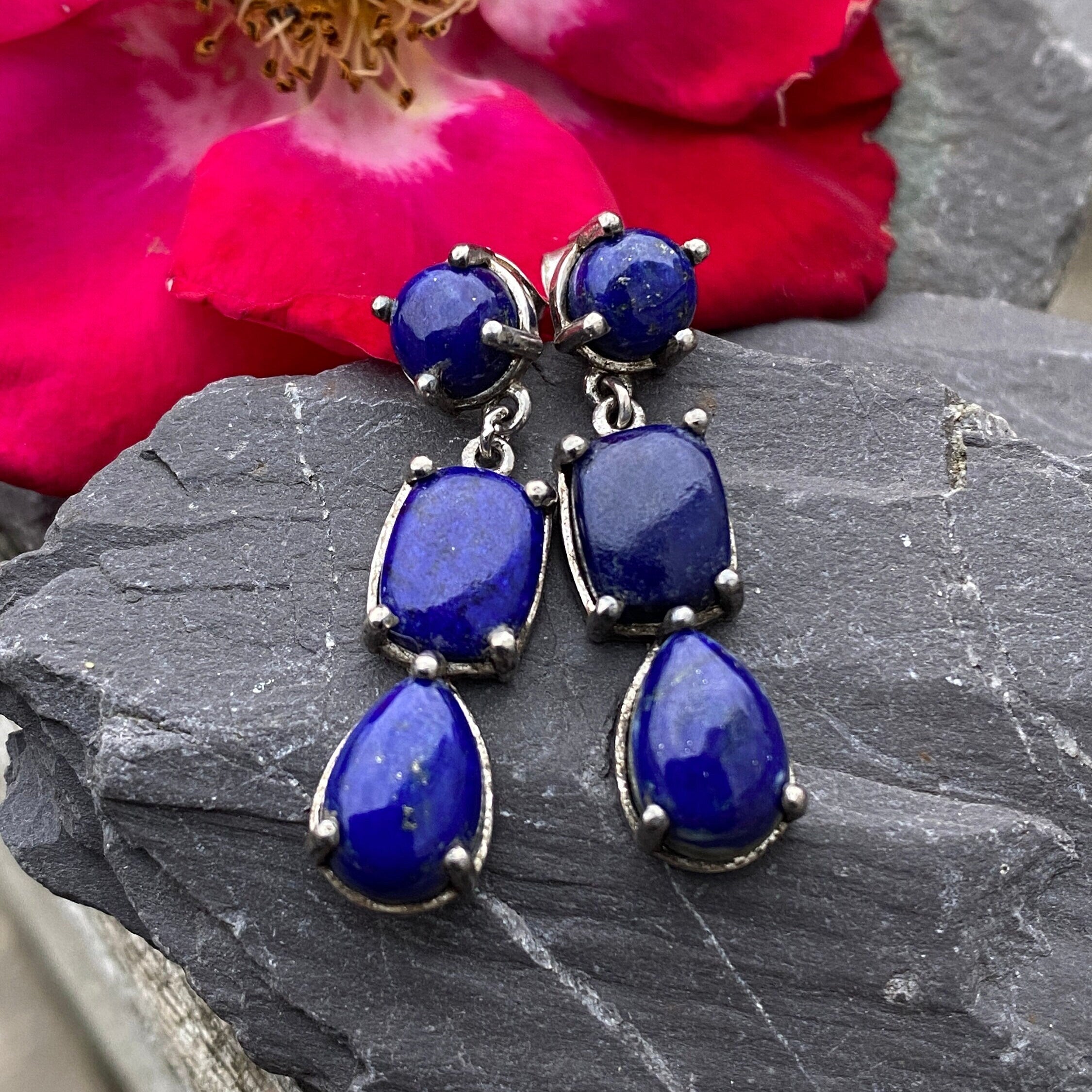 Sterling Silver & Lapis lazuli Drop Earrings