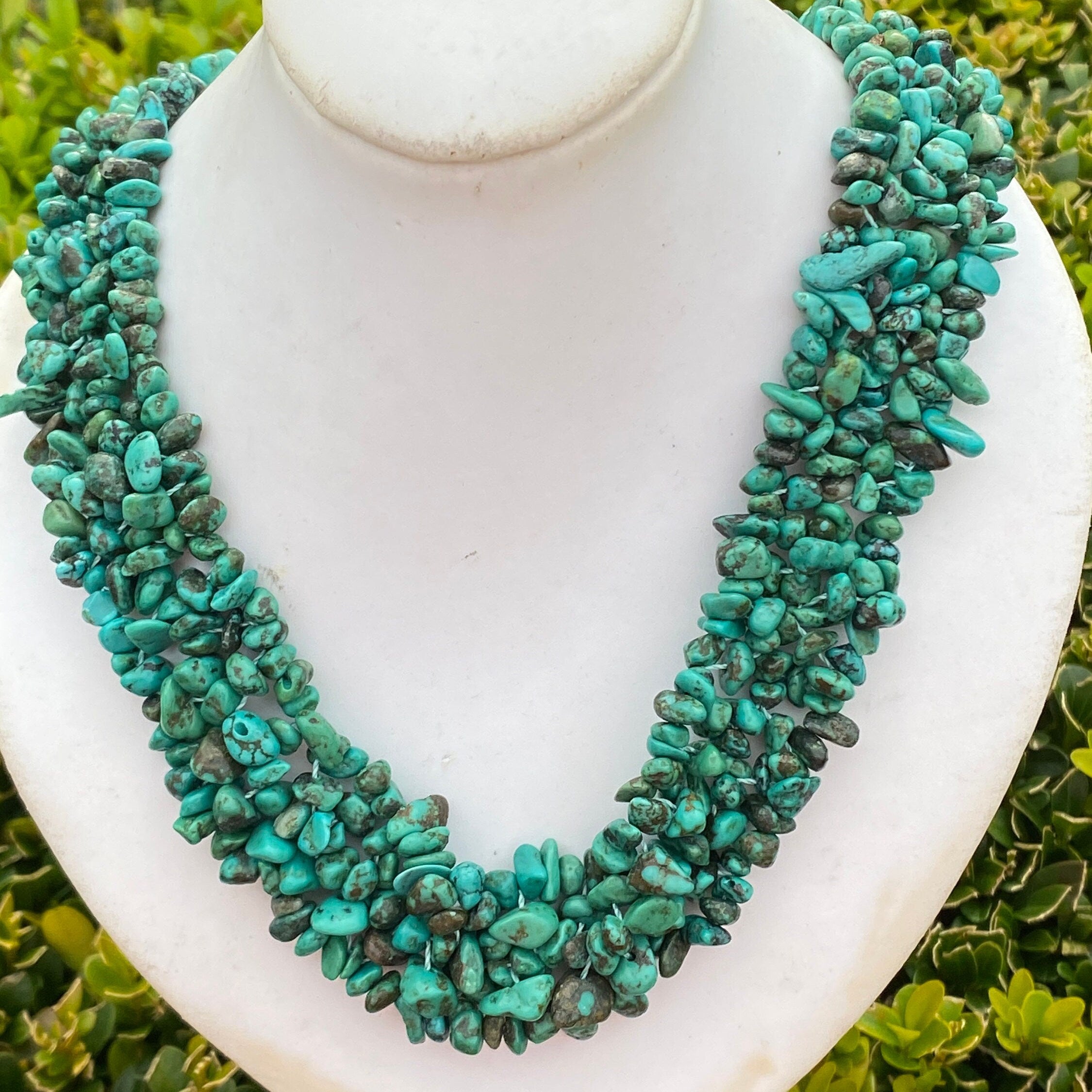 Natural Turquoise Multi Stone Necklace 19 inch.