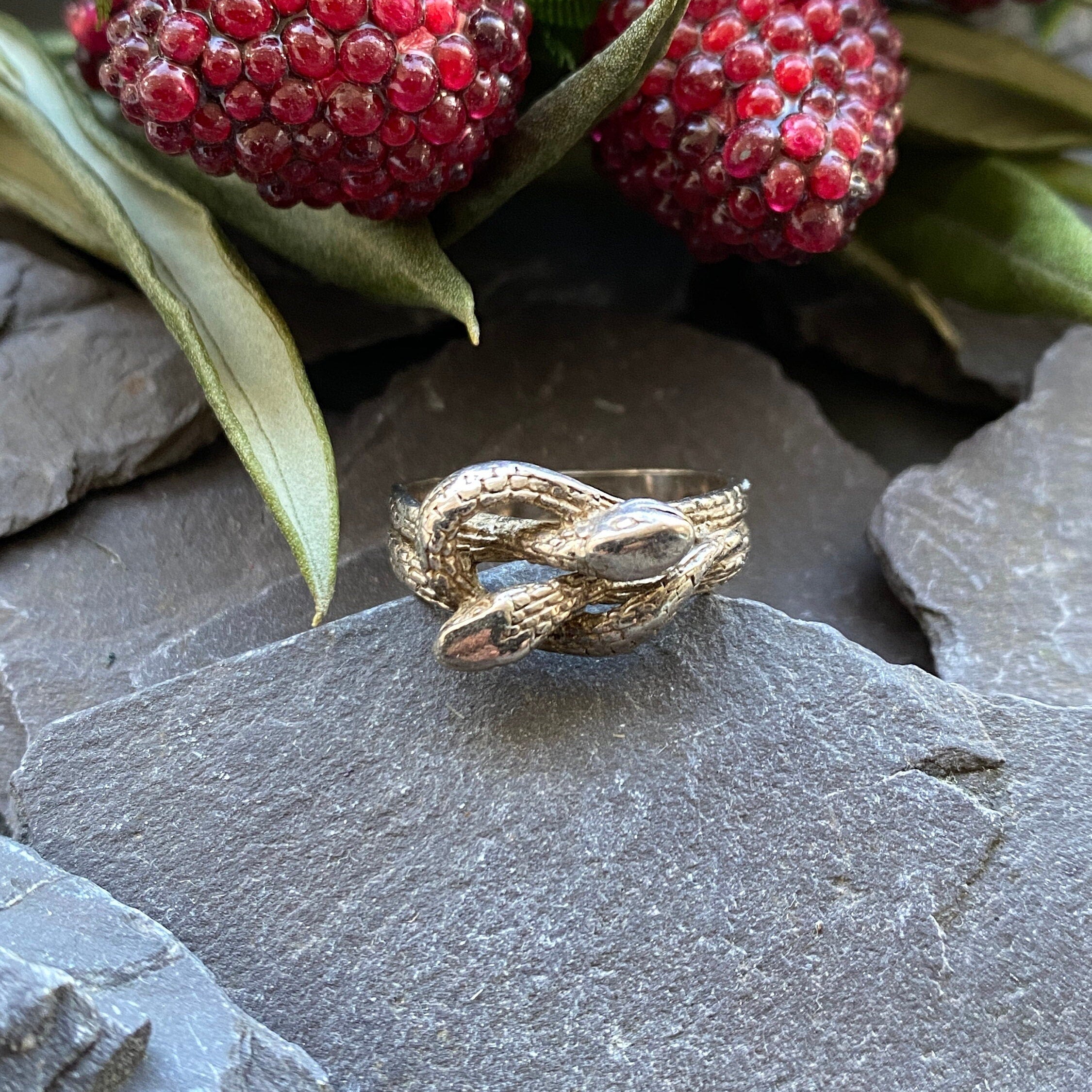 Vintage Sterling Silver Snake Ring Size M 1/2 or 6 1/2 US.