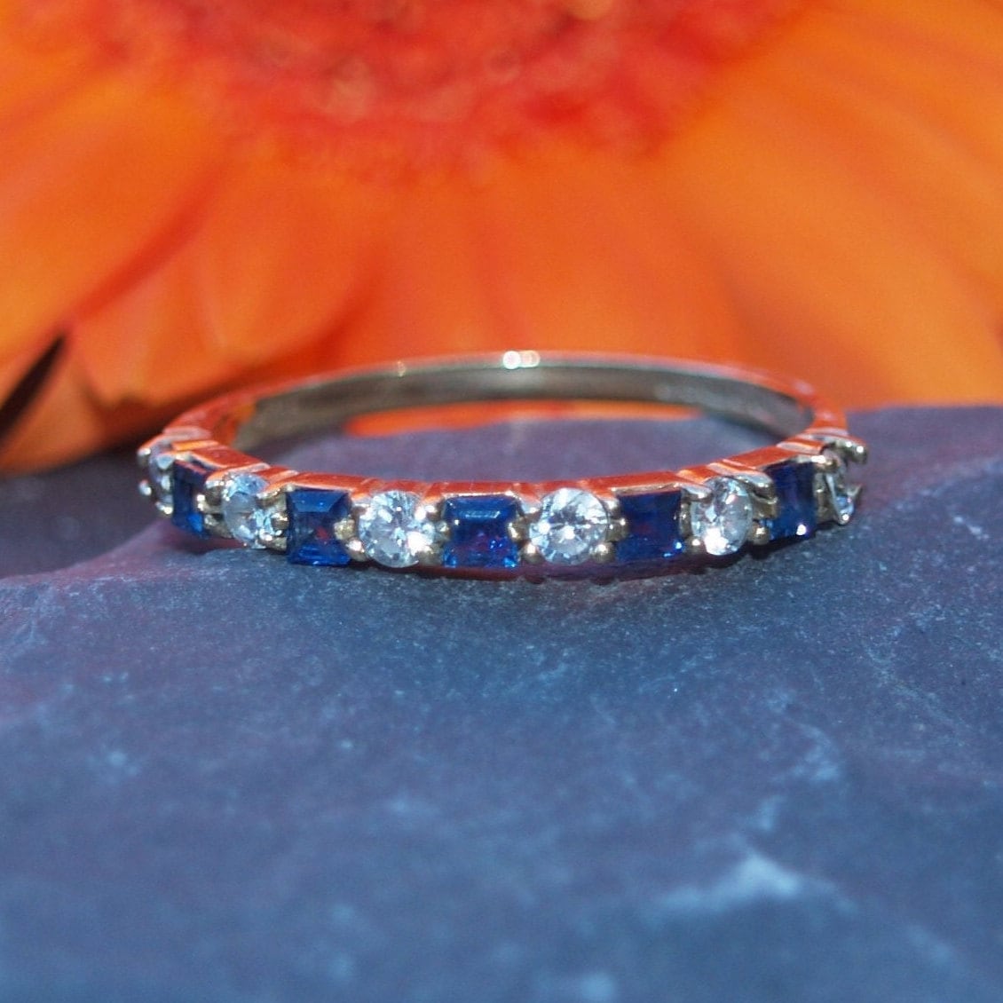 9ct Gold Eternity Ring Set with Cubic Zirconia In Half Hoop Setting Size M 1/2 or 6 1/2 US.