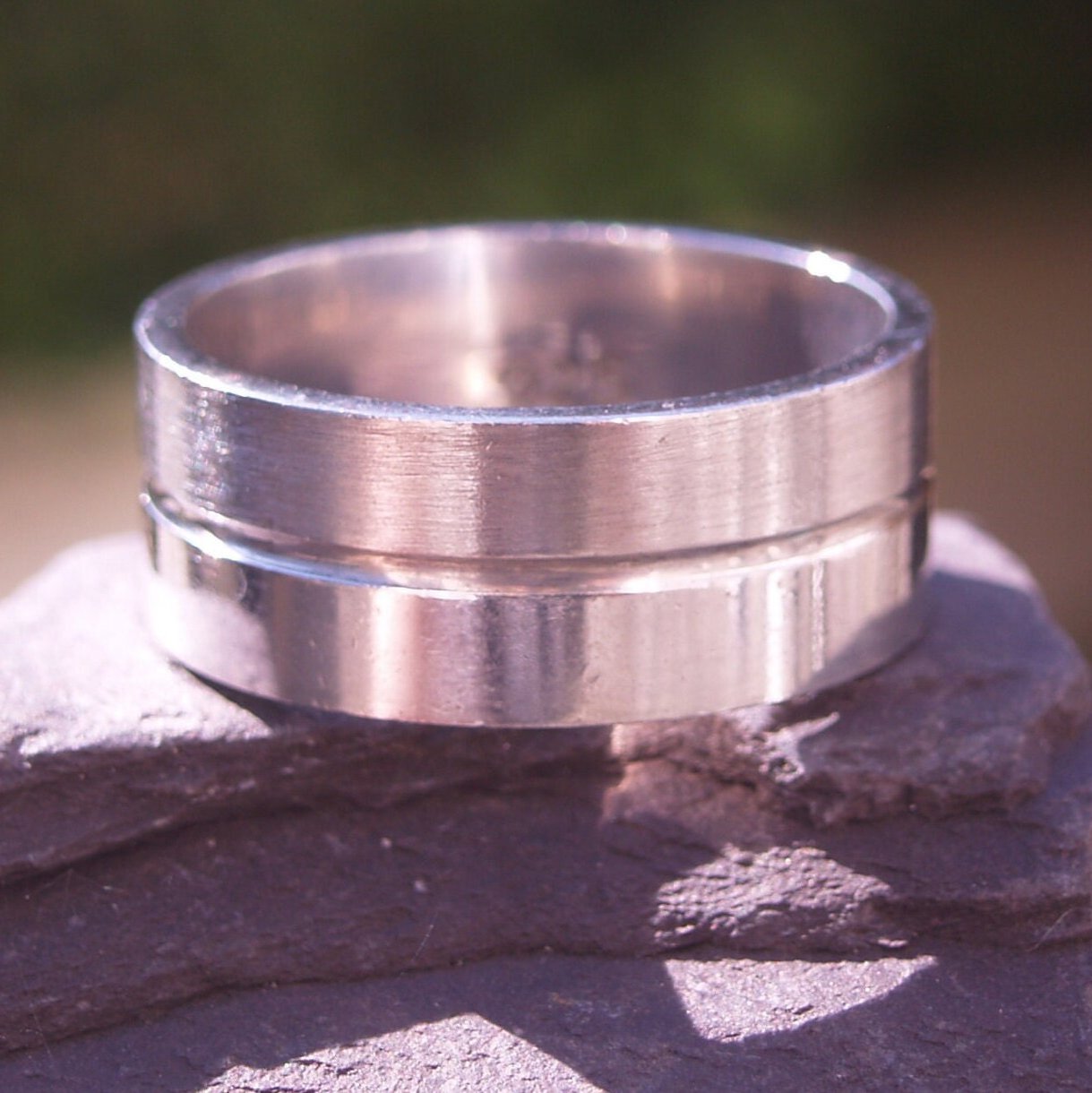 Gents Heavy Sterling Silver Brushed/Polished Band Ring Size Z+1 or 12+ US.