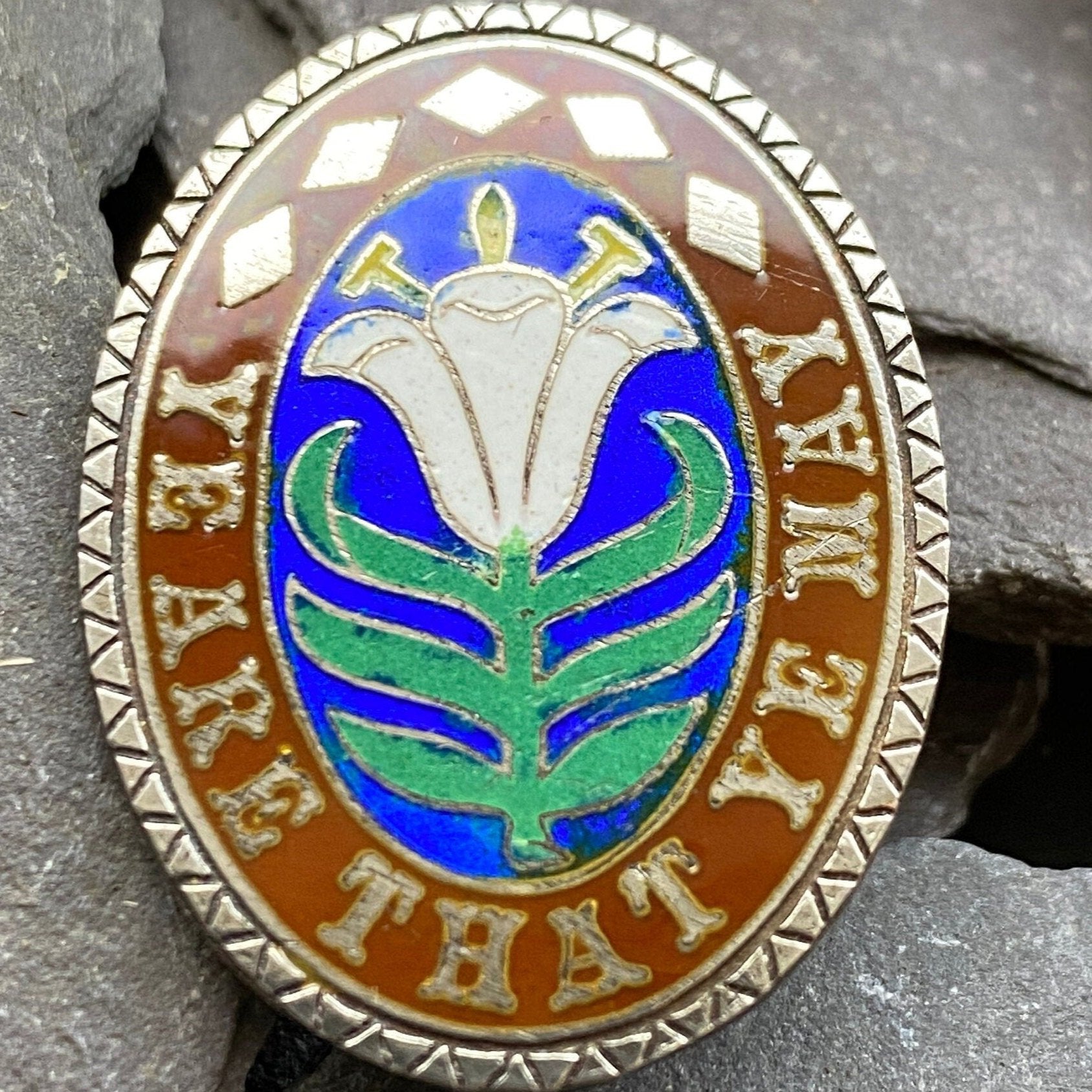 Antique Silver & Enamel “Seize the Day" Brooch.