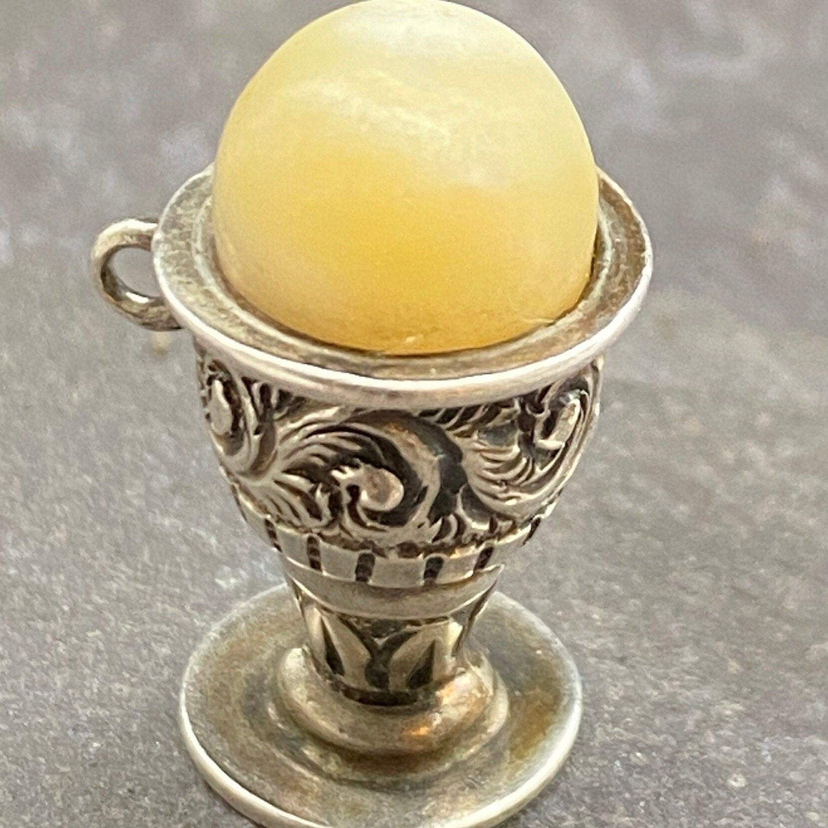 Antique Victorian Silver Charm ‘Eggcup’ With Mother of Pearl.