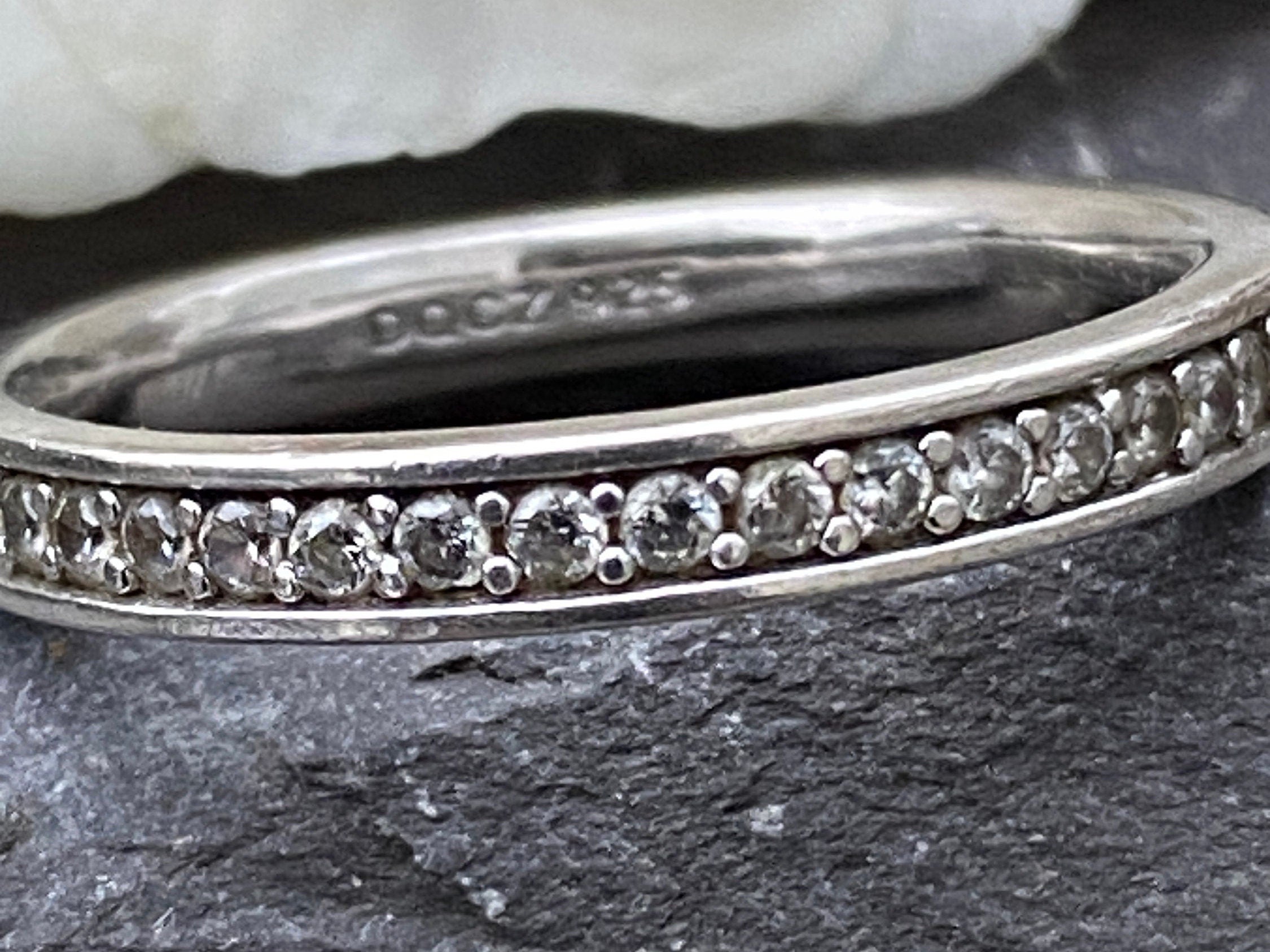 Sterling Silver Full Eternity Diamonique CZ Ring Size Q 1/2 or 8 1/2 USA