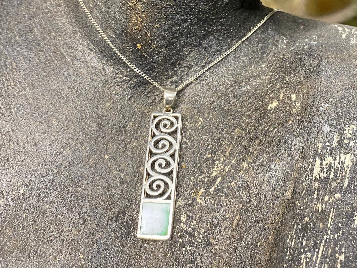 Sterling Silver & Mother of Pearl Pendant and 19 " Chain.