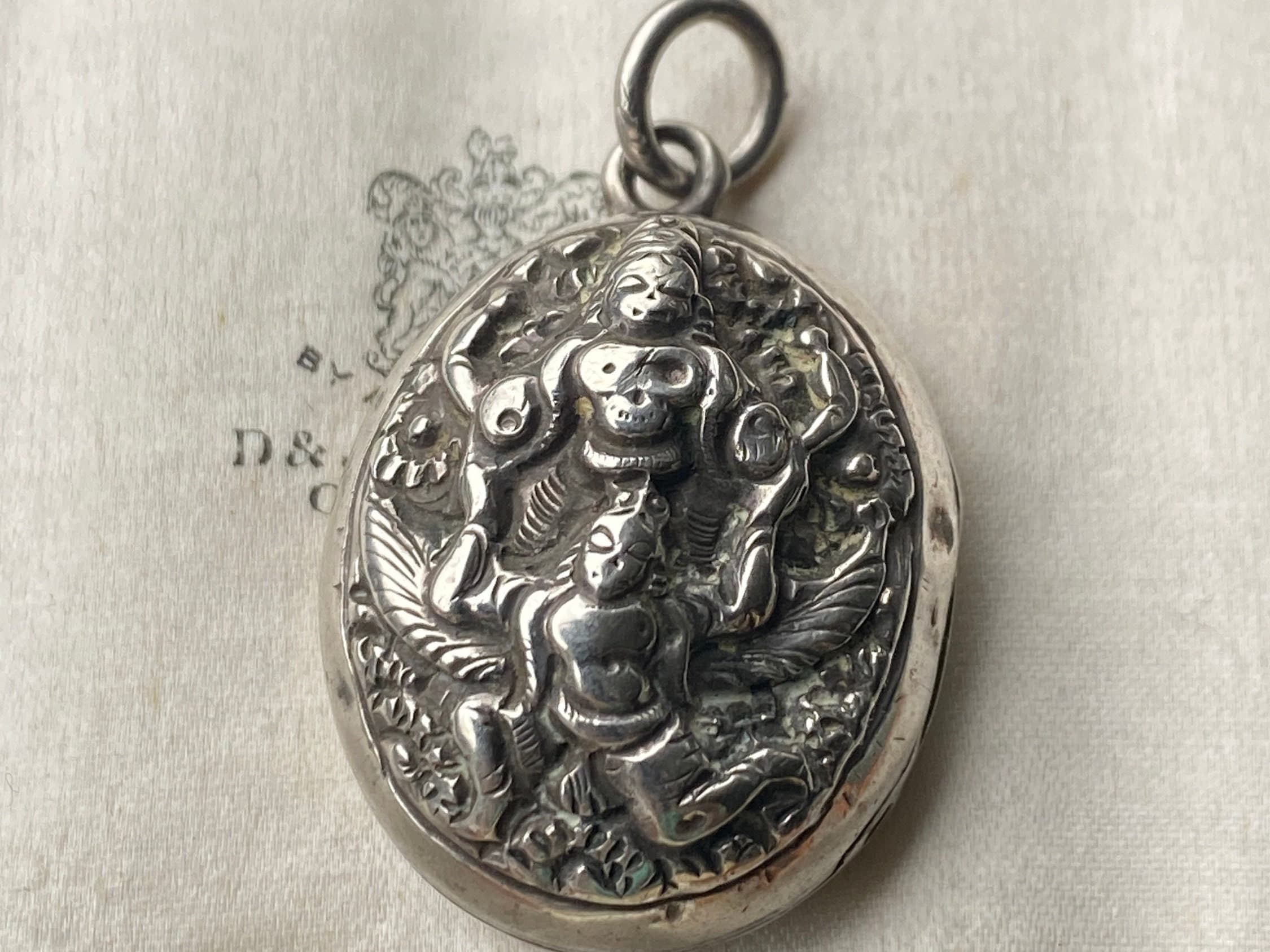 Vintage Indian Silver Deity Locket